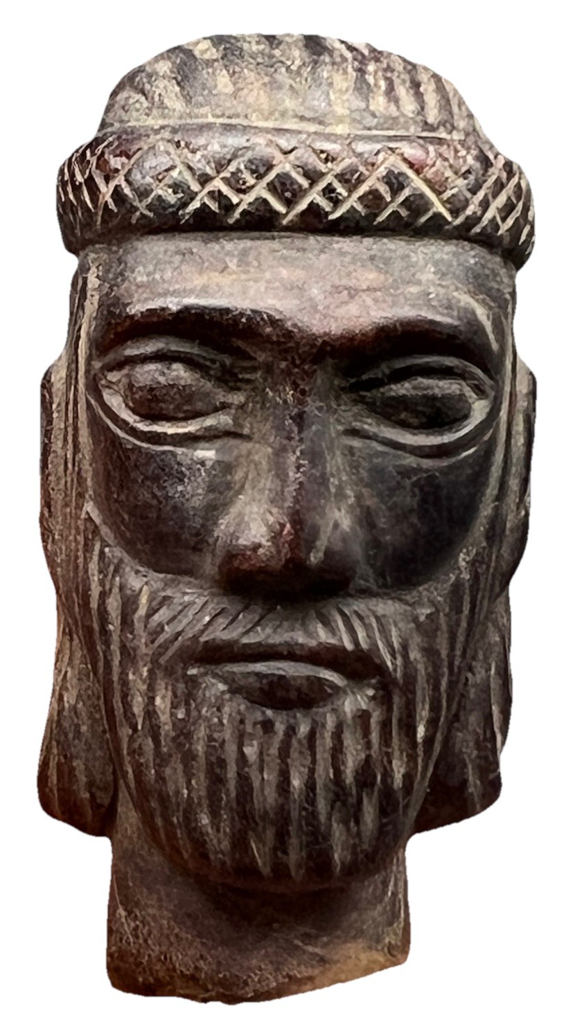 Near Eastern Bactria Roman Greek Sassanian Statue Head Authentic Garnet Stone