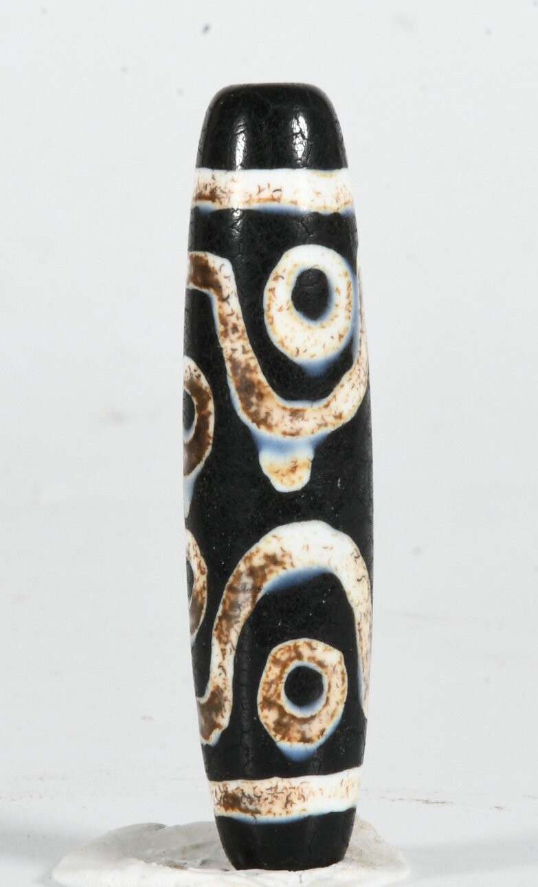 2.1”Old Tibet Agate Onyx Carved Prayer 7 Eye Dzi Bead Lucky Amulet Pendant