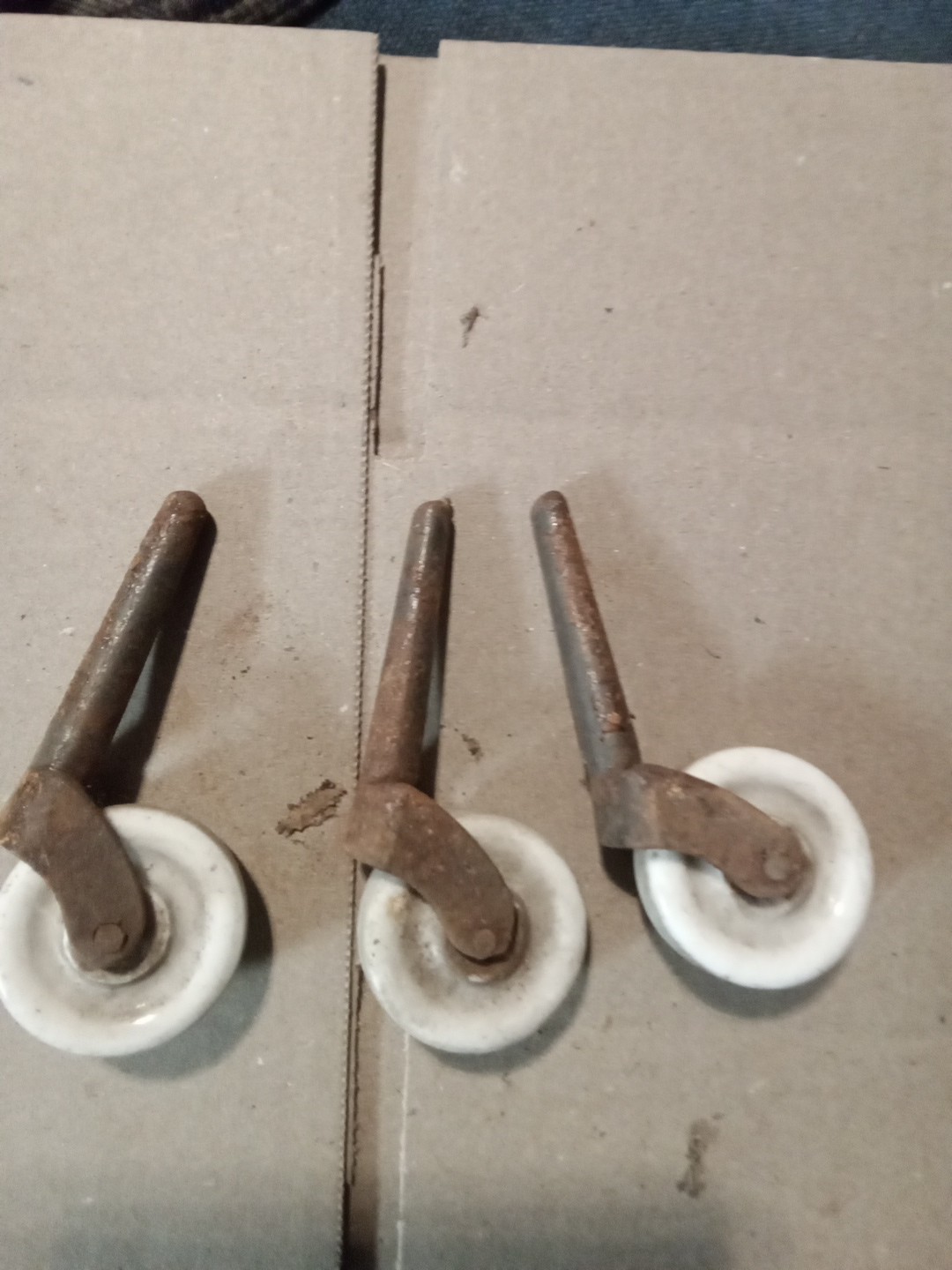 Vintage 3 Porcelain Wheel Casters 1 5/8 Wheel X 4in