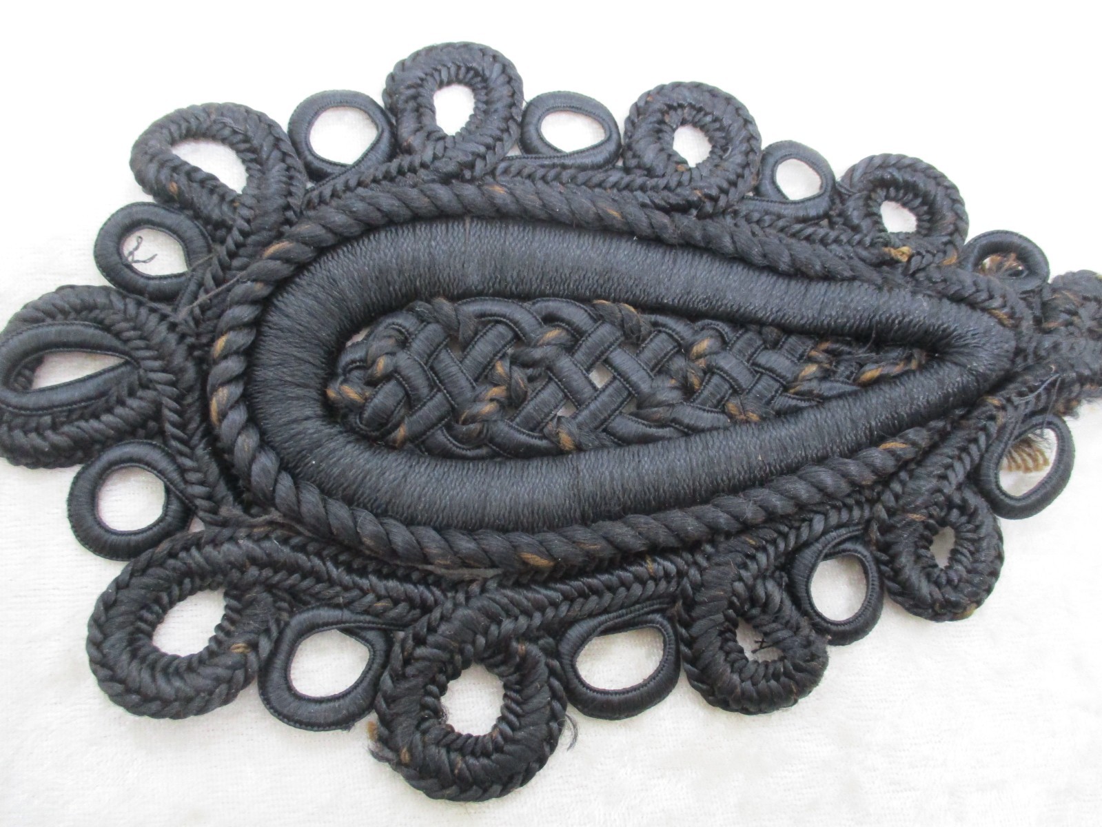 Antique Victorian Black Mourning Passementerie Embellishing Applique