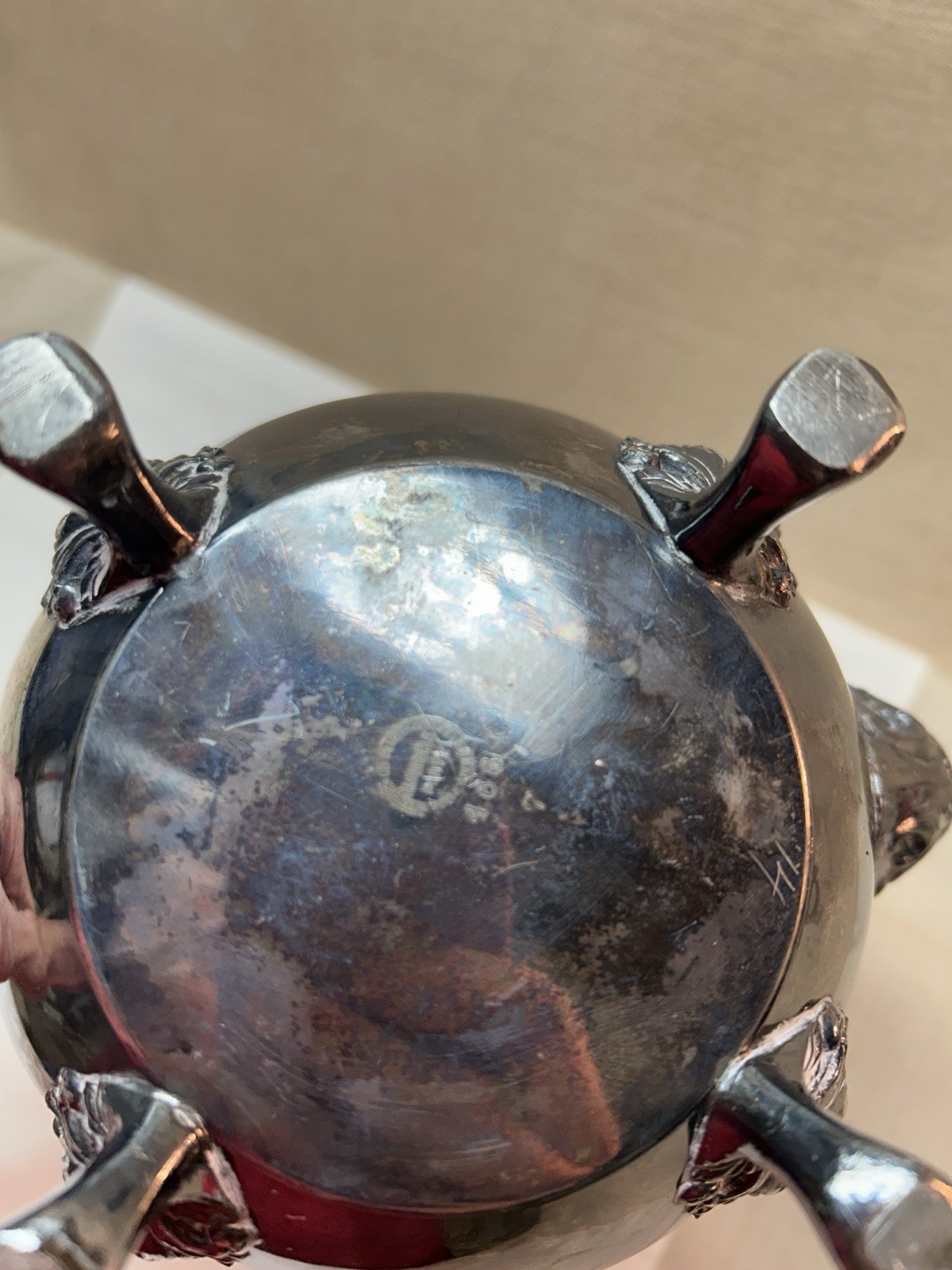 Antique Van Bergh Quadruple Silver Plate Teapot, Rochester NY Ornate Scroll