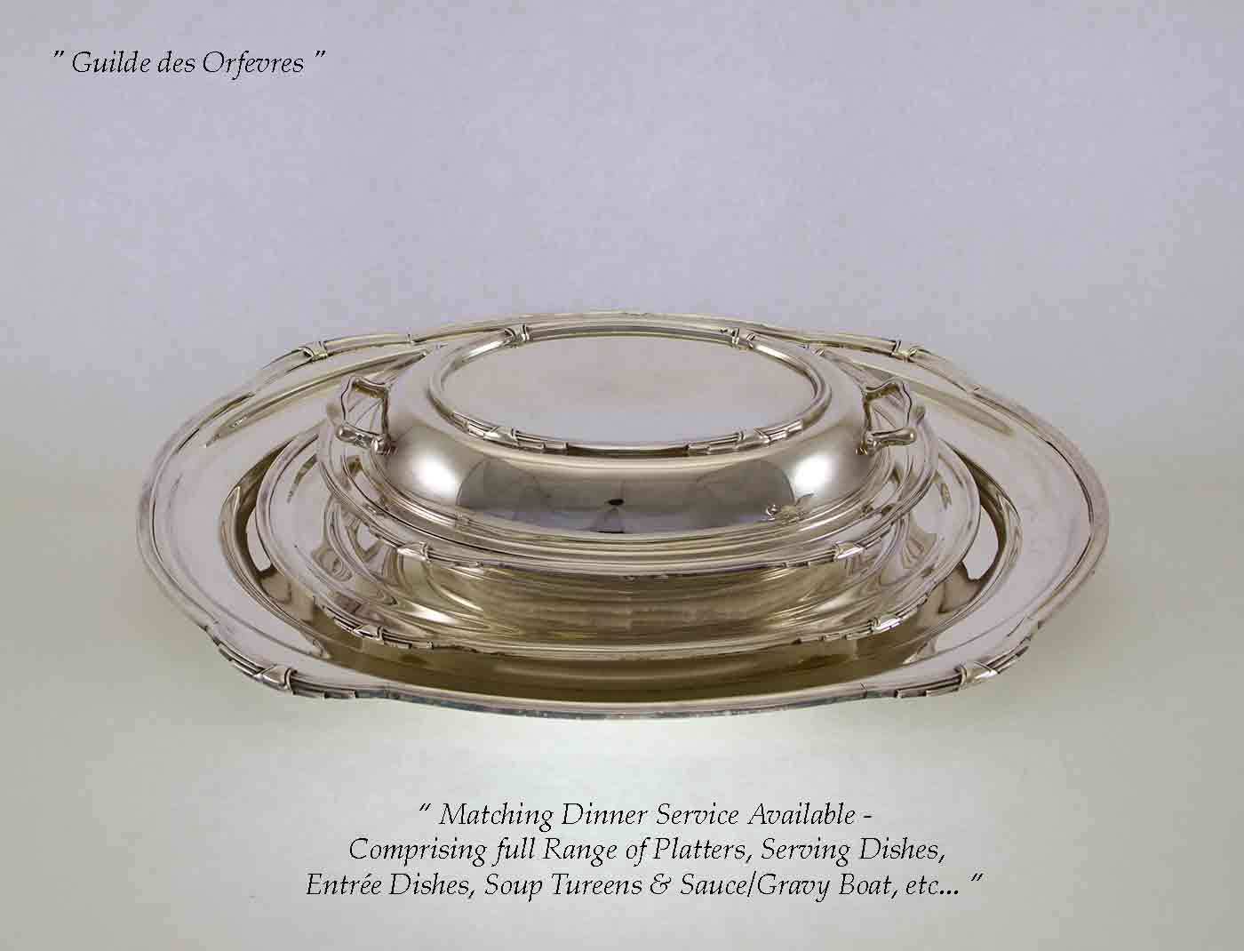 Silver Entree Dish & Cover with Platter 12 in. Jubilee, Patented Applied Border