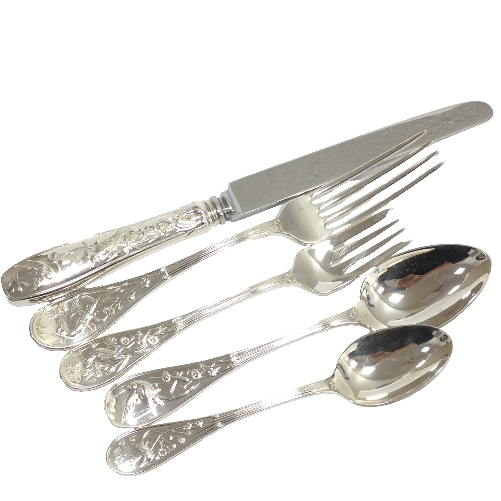 Tiffany & Co. Audubon Five(5) Piece Sterling Silver Place Setting No Monogram