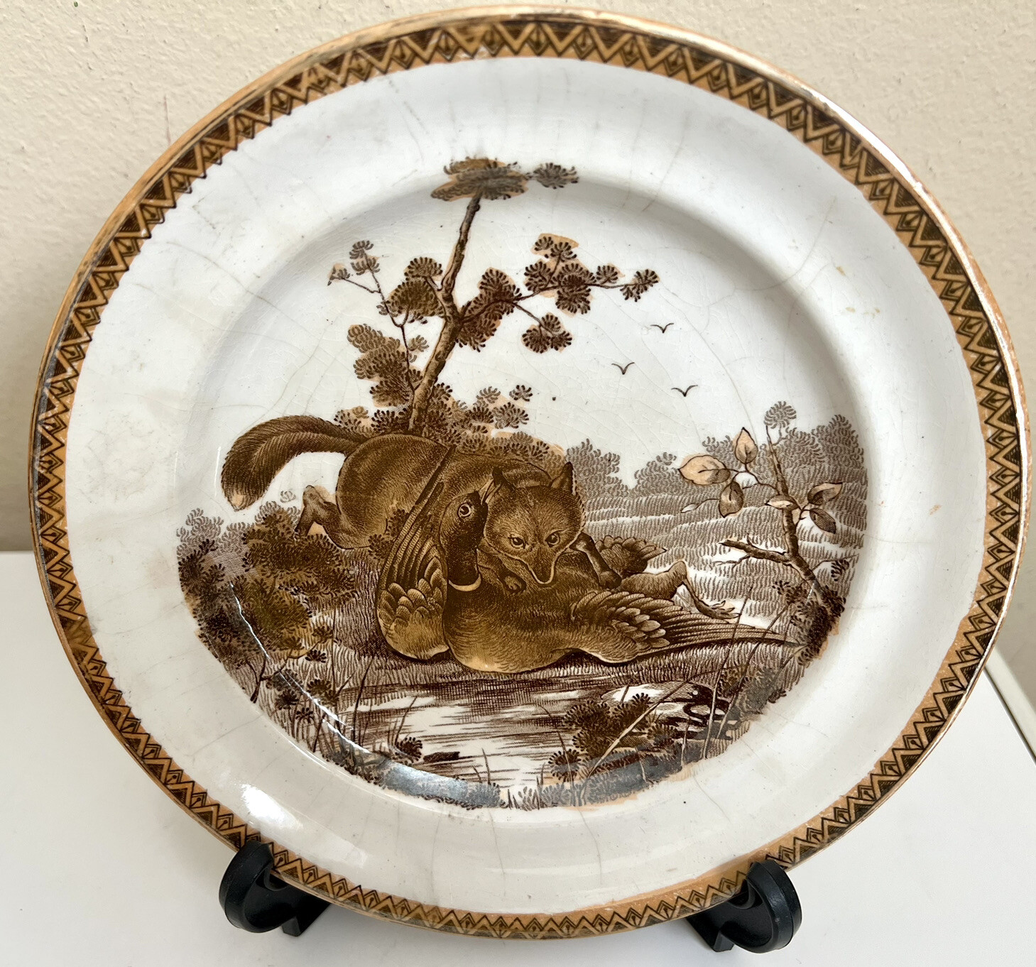 Antique JF Wileman Foley Potteries Staffordshire Sporting Scene Hunt Fox Plate