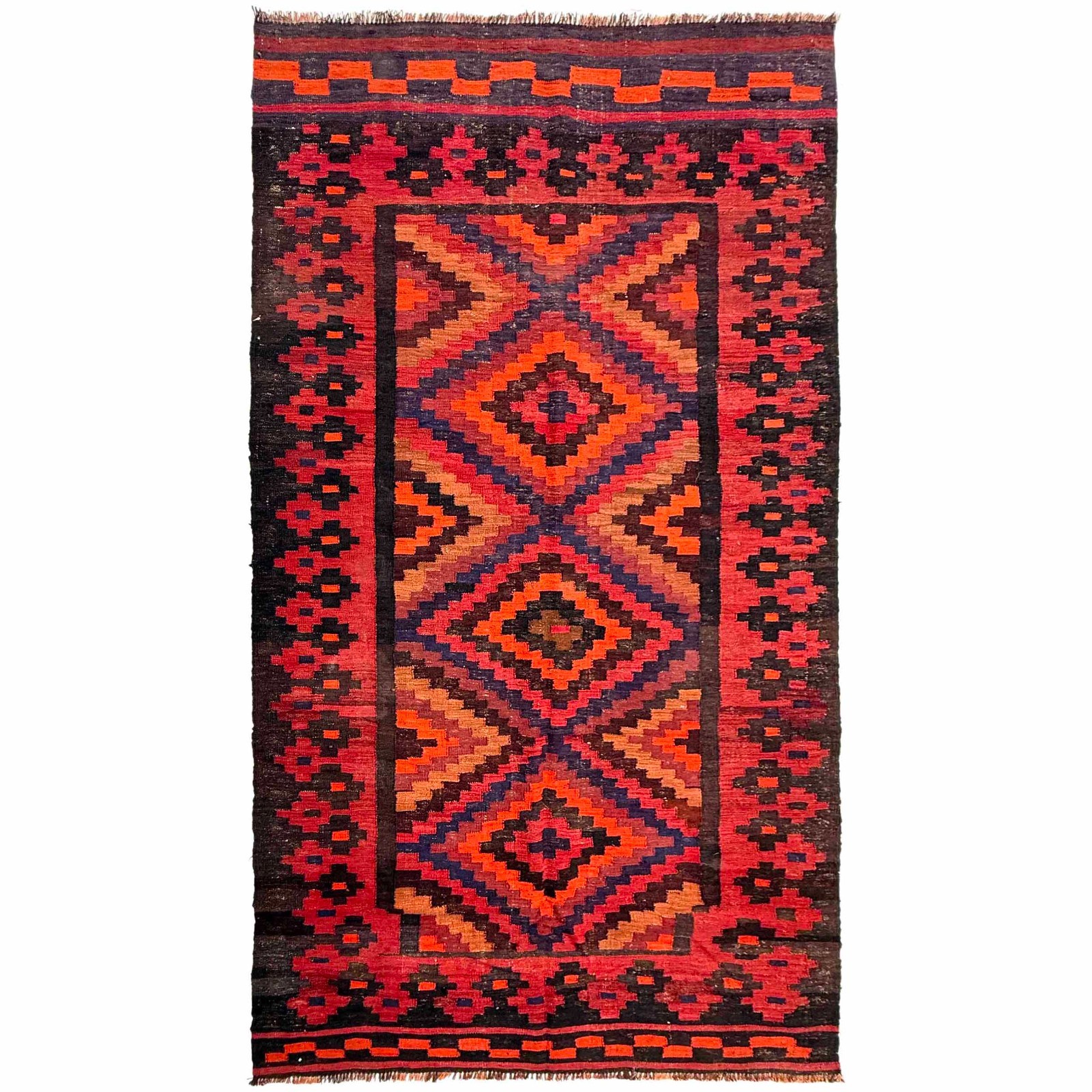 Vintage Maimana Kilim Rug 4’5×9’2 Ft Afghan Hand Woven Kilim Antique Rugs G36712