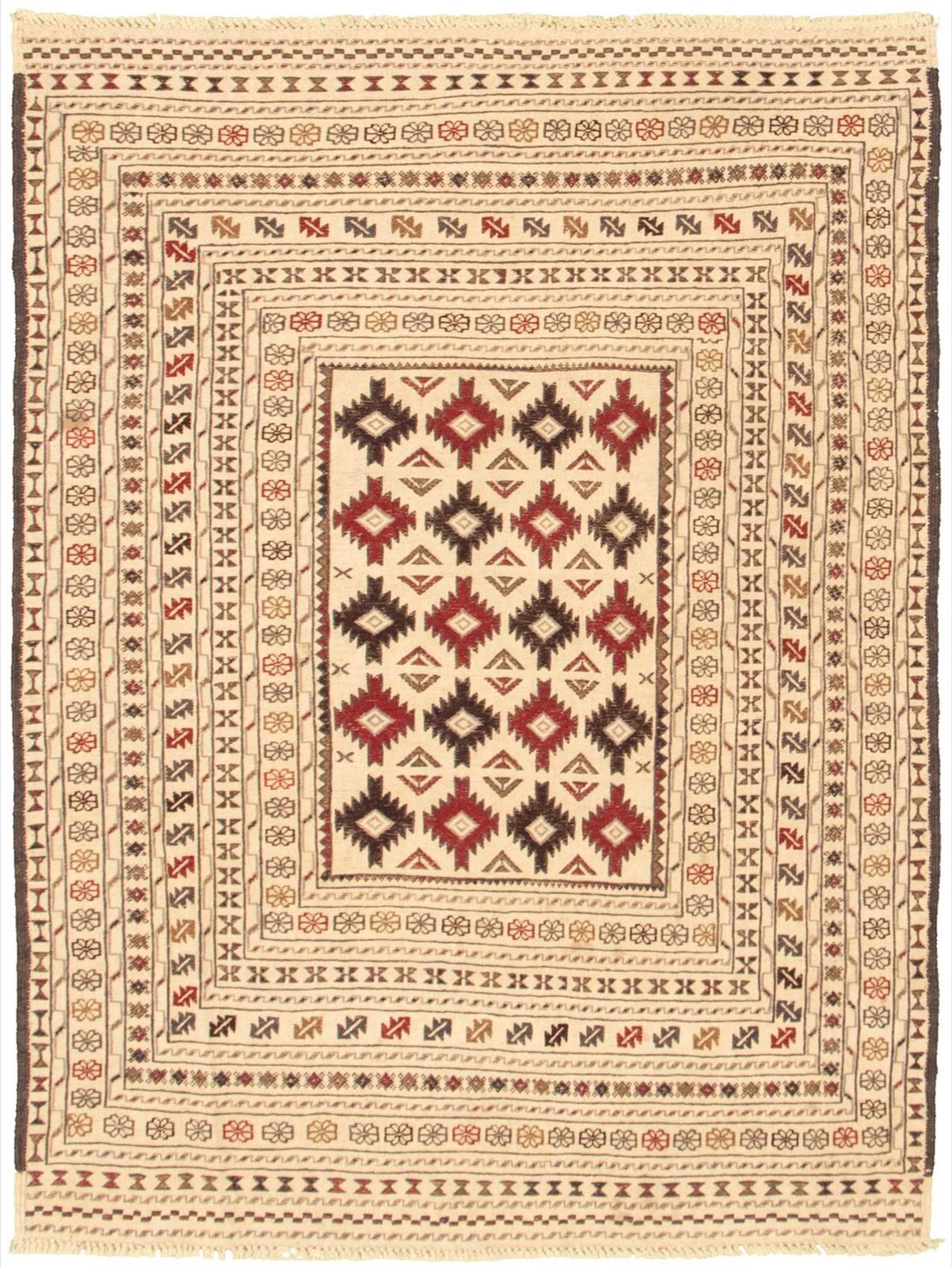 Traditional Vintage Hand Woven Area Rug 4’3″ x 5’8″ Wool Oriental Carpet