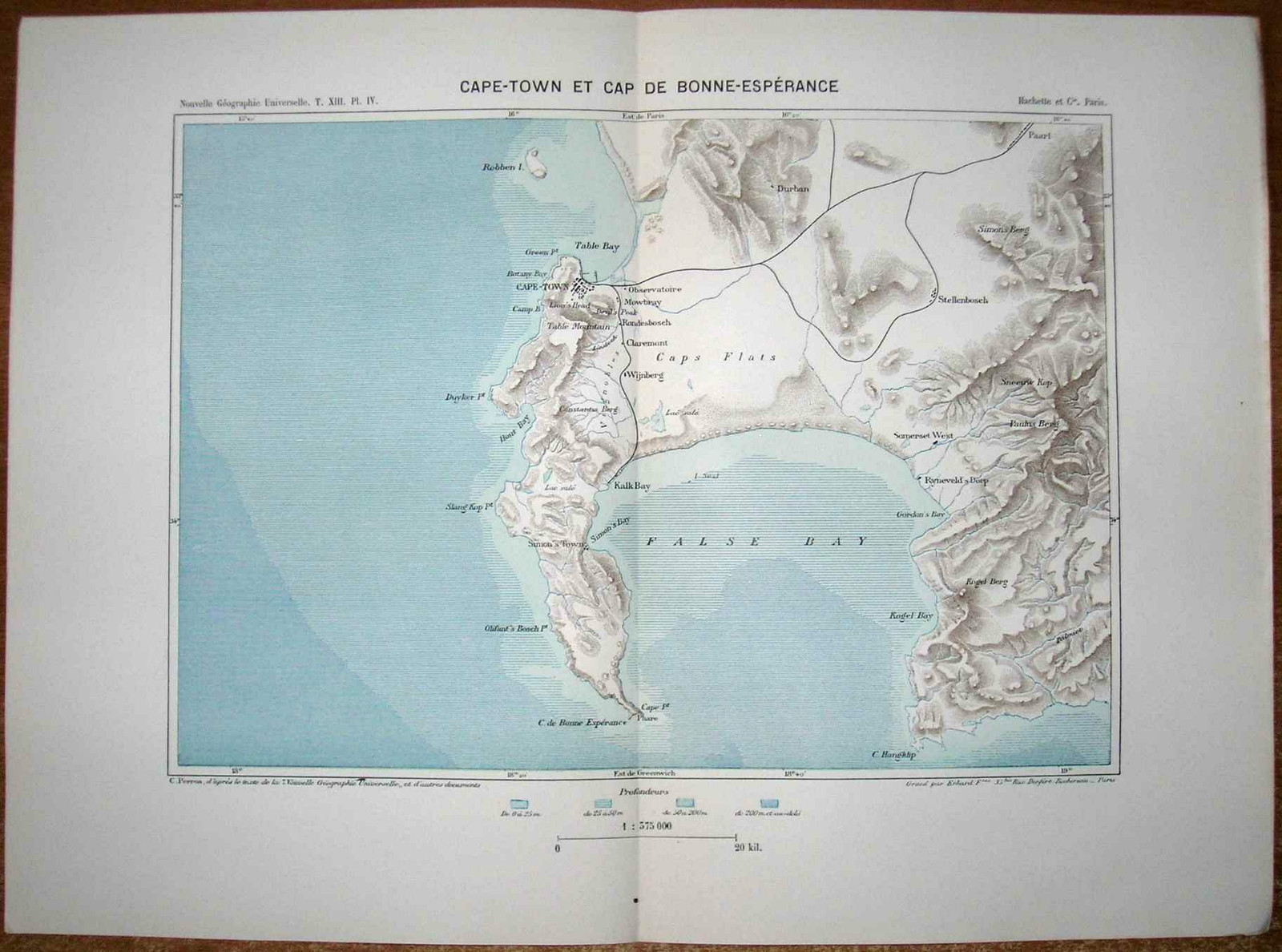 1888 Reclus map CAPE TOWN AND CAPE OF GOOD HOPE, SOUTH AFRICA, #4