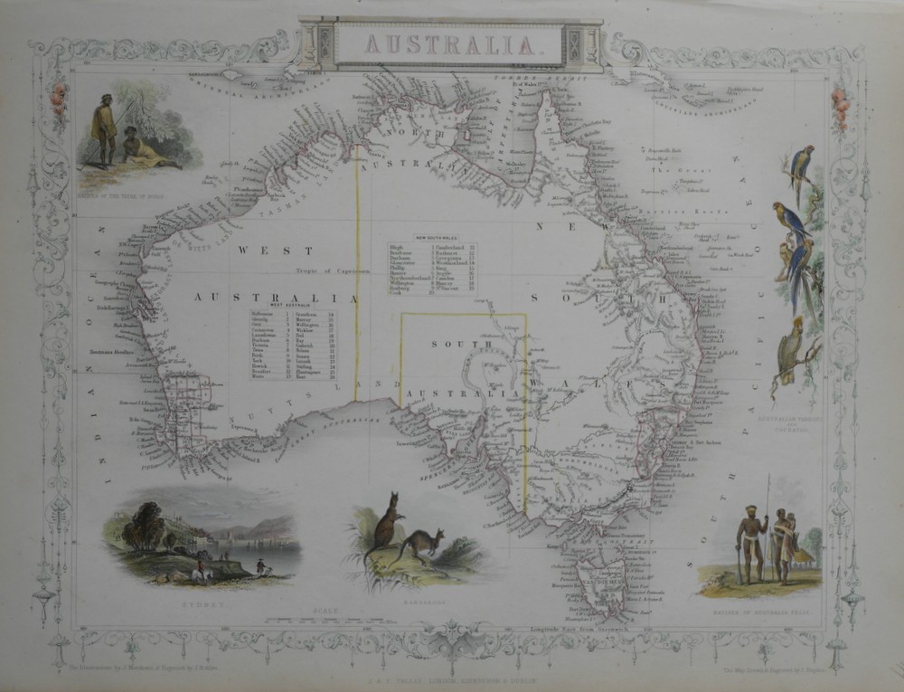 AUSTRALIA ORIGINAL STEEL ENGRAVING BY TALLIS 1851