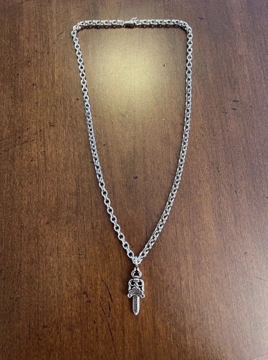 Chrome Hearts Cross Diamonds Pendant Chain Necklace 925 Silver 2001