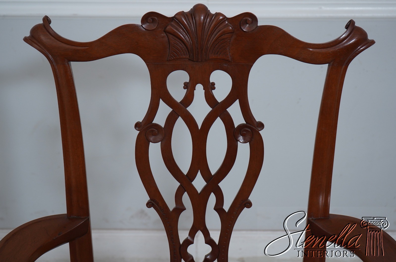 66196: JW BUNKER Bench Made Chippendale Walnut Armchair