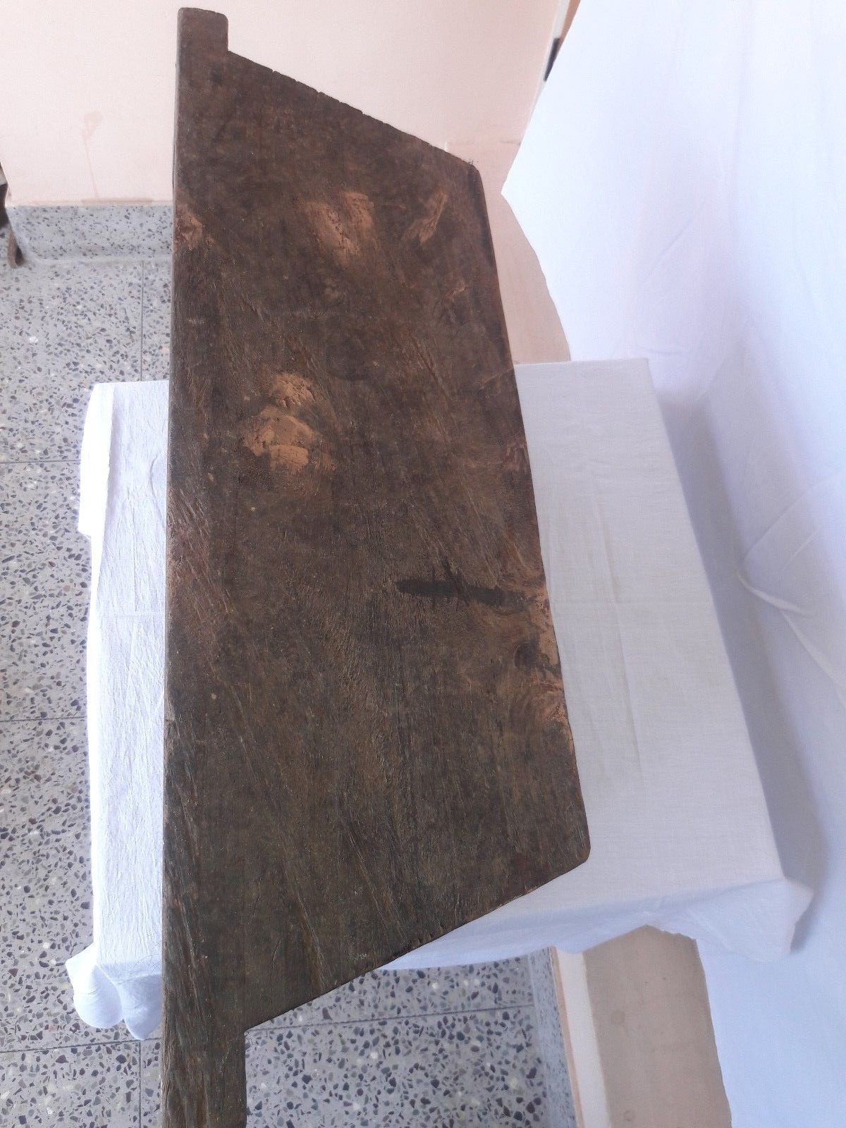 Antique Primitive Large Storage Hand Carved Single Wood Trencher Dough Bowl 18c