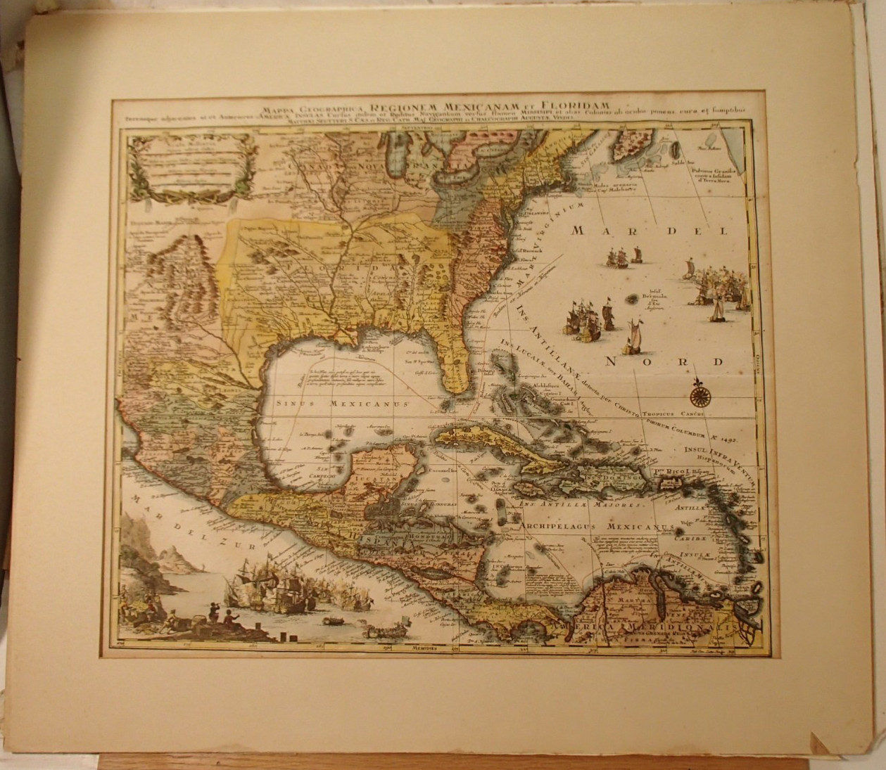 Mappa Geographica Regionem Mexicanam Et Floridam 1730 Antique Seutter Map