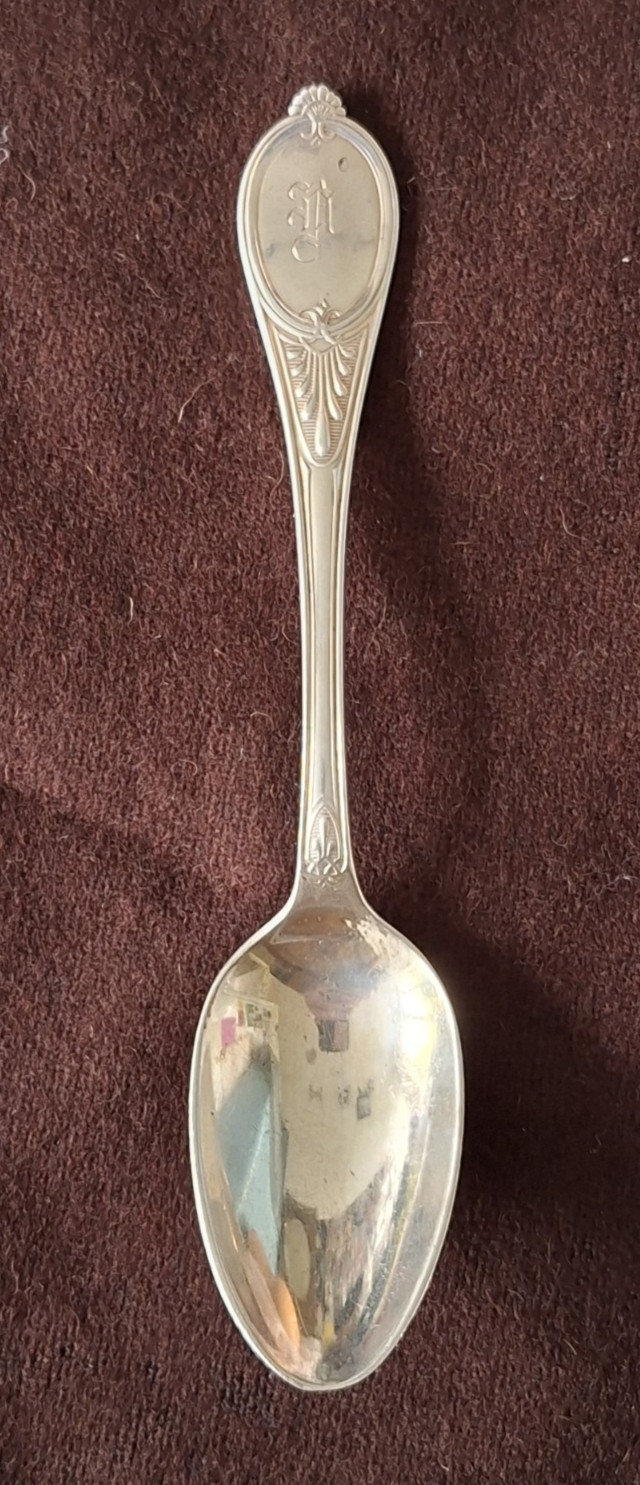 RARE 1867 Patent HONEYSUCKLE Pattern JOHN POLHAMUS for TIFFANY Silver TEA SPOON