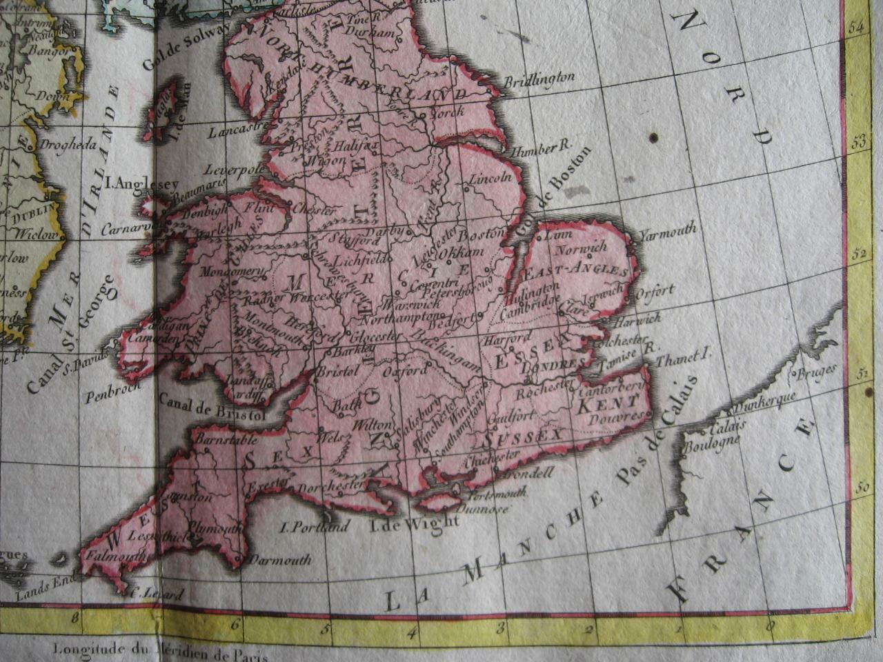 1795 – DELAMARCHE – Small map BRITISH ISLES UK ENGLAND SCOTLAND WALES IRELAND