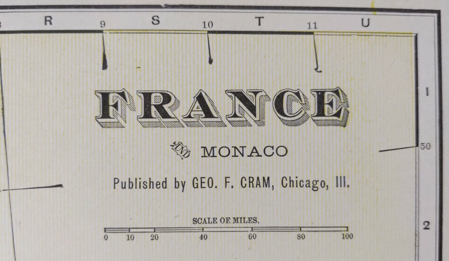 Vintage 1902 FRANCE Map 22″x14″ ~ Old Antique Original VERSAILLES NANTES PARIS