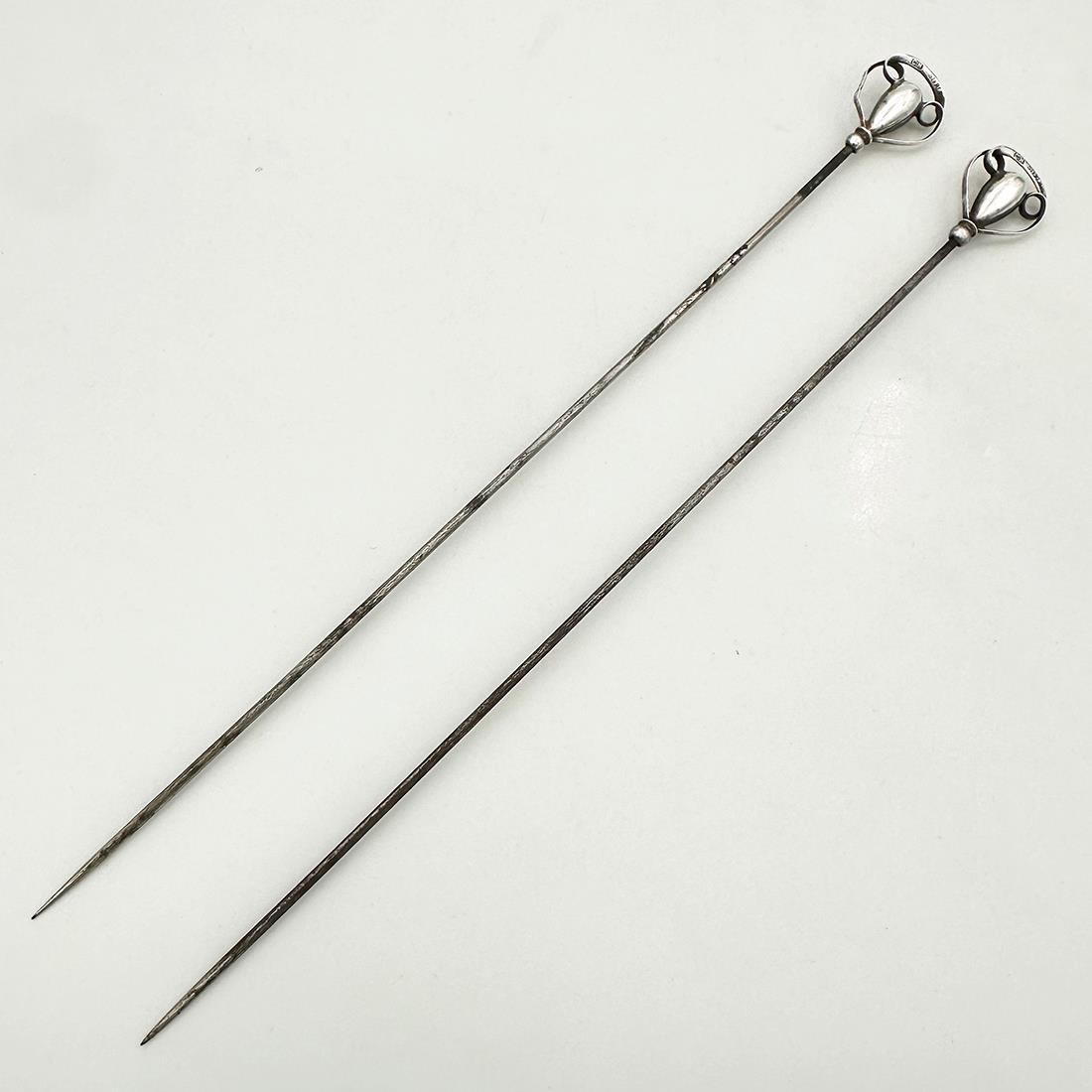 PAIR CHARLES HORNER HAT PINS STERLING SILVER ART NOUVEAU EDWARDIAN c1910
