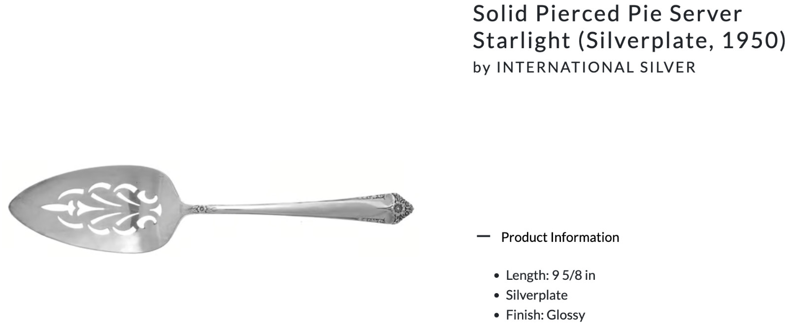 Solid Pierced Pie Server Starlight Silverplate 1950 by International Silver