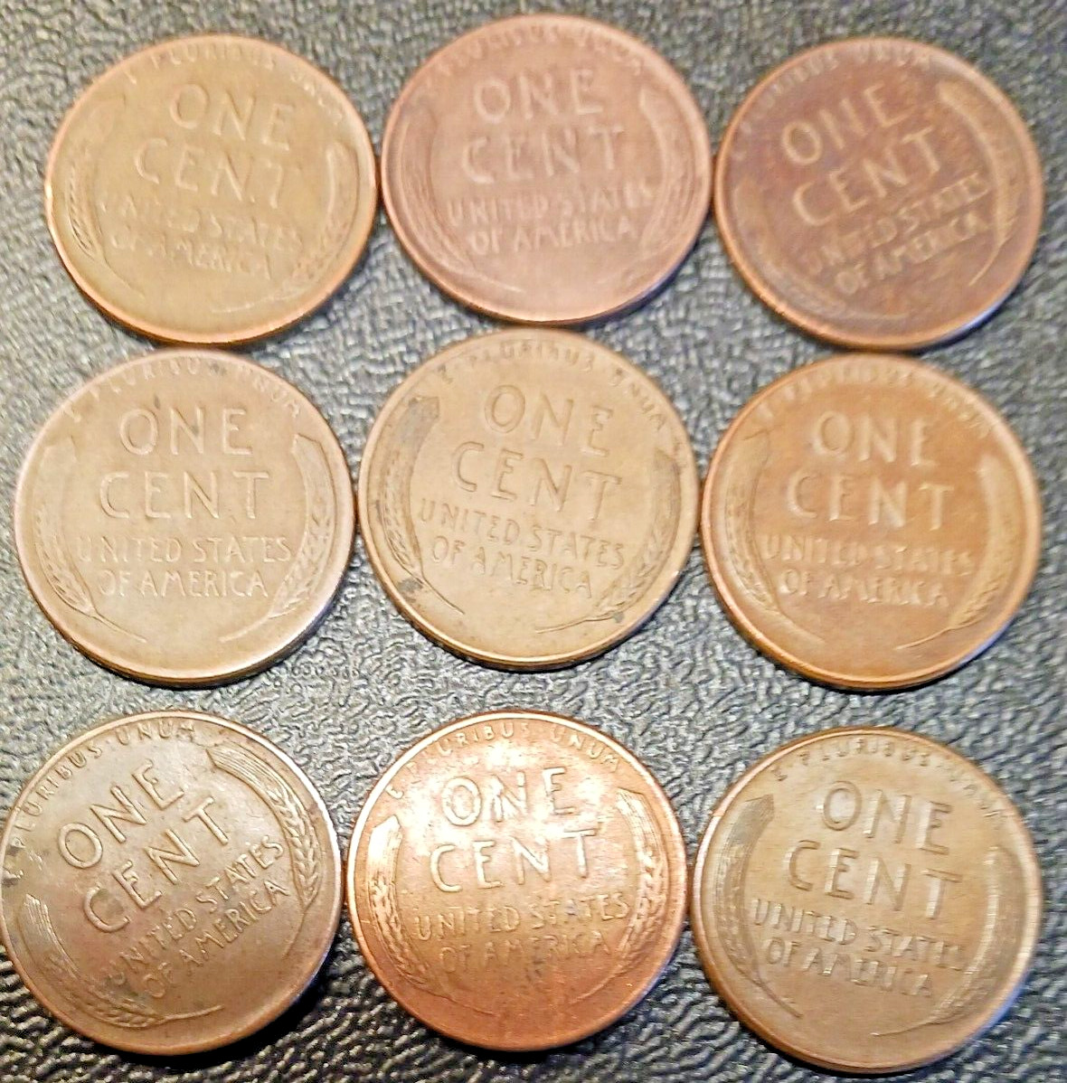 1950 – 1958 USA LINCOLN WHEAT PENNIES – LOT OF 9COINS