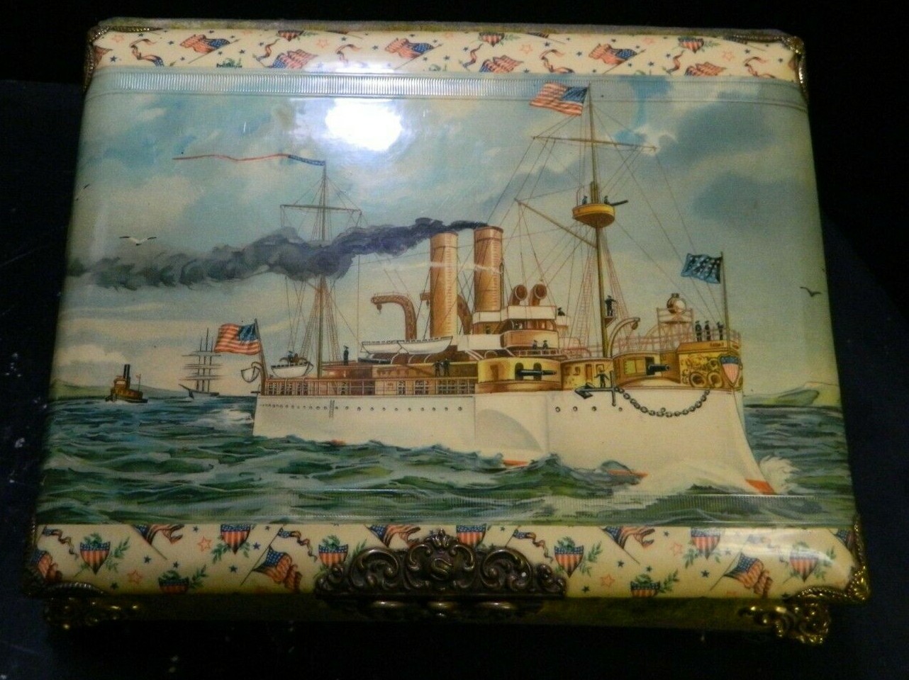 Antique “Remember The Maine” Celluloid Photo Album w/ (15) Photos Good Condition