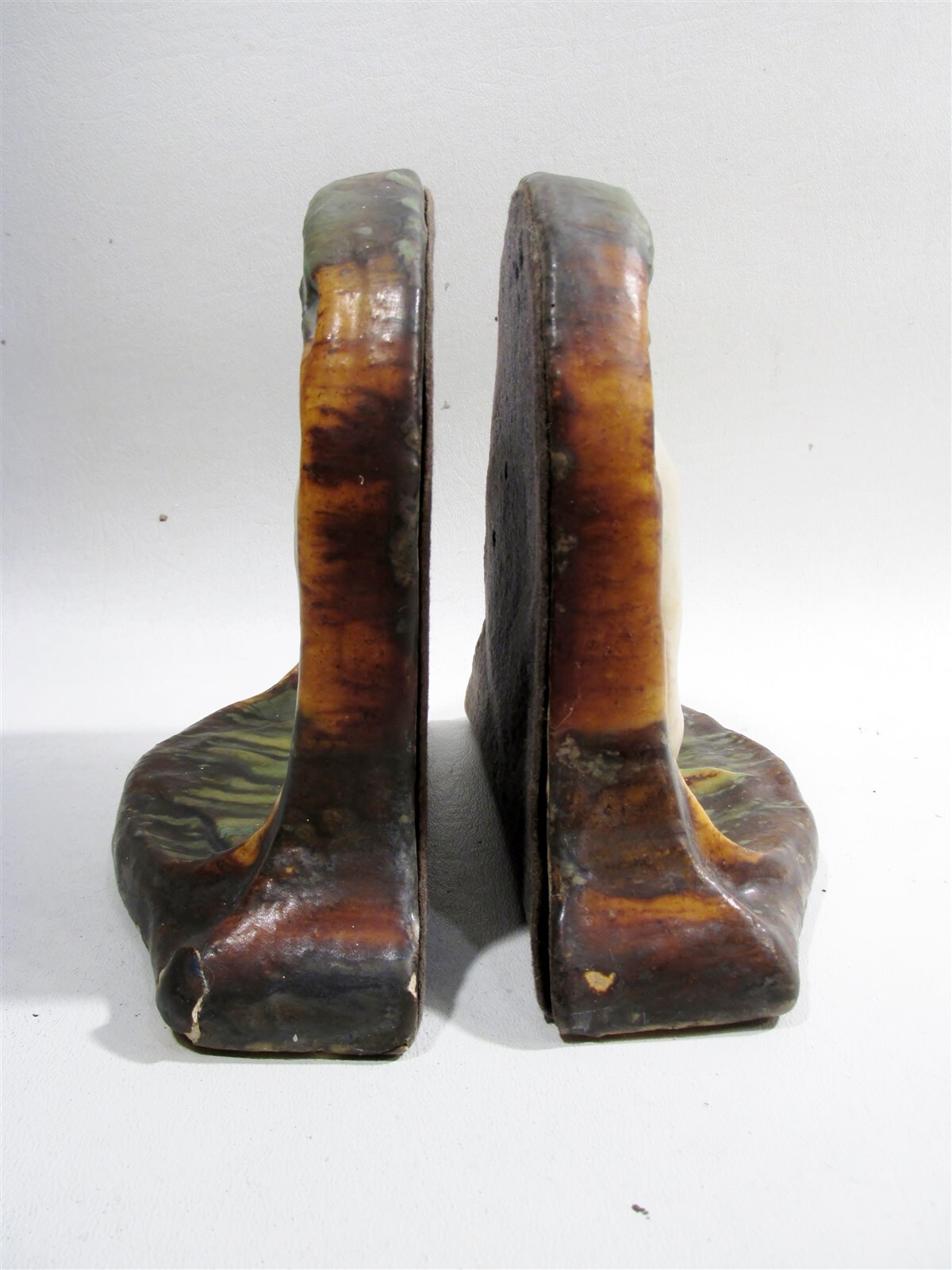 Antique American Arts & Crafts Pottery Nude Bookends Architectural Faience