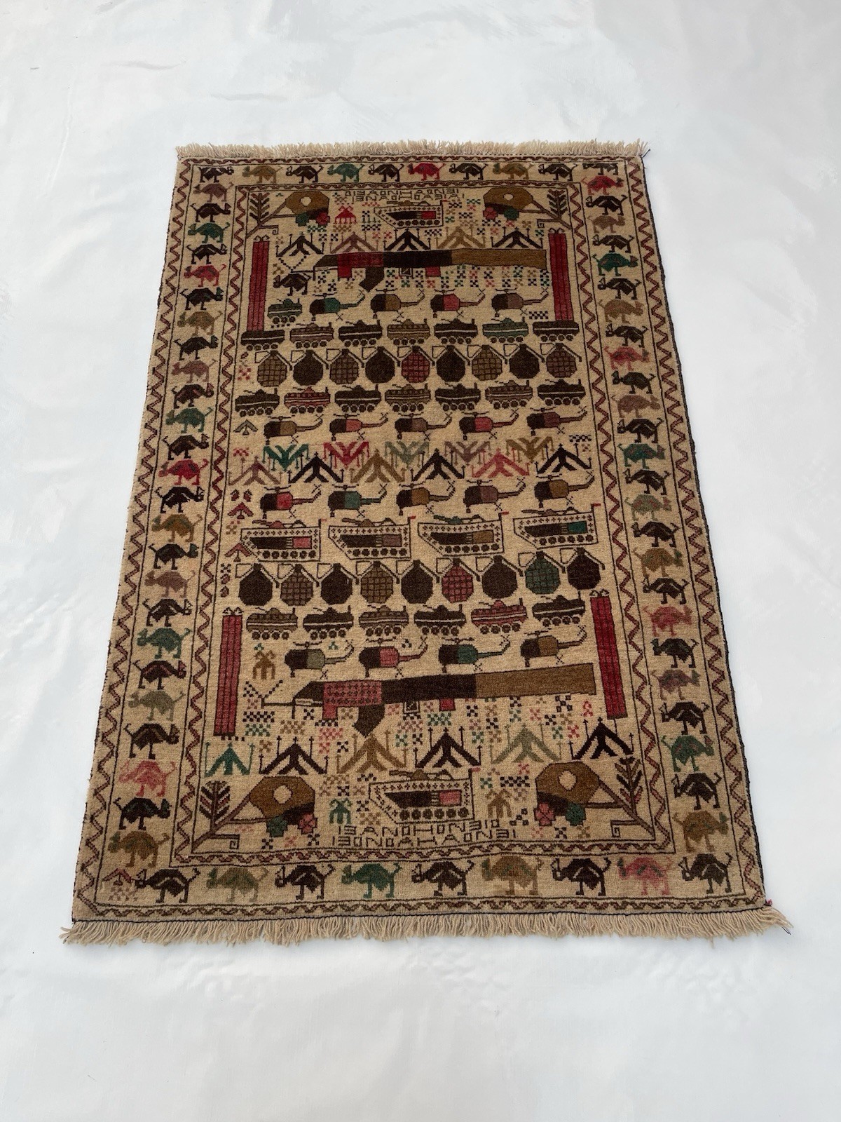 #688 Afghan War Rug War Rug Beautifully Made Vintage Rug Handicrafts 140X93 Cm