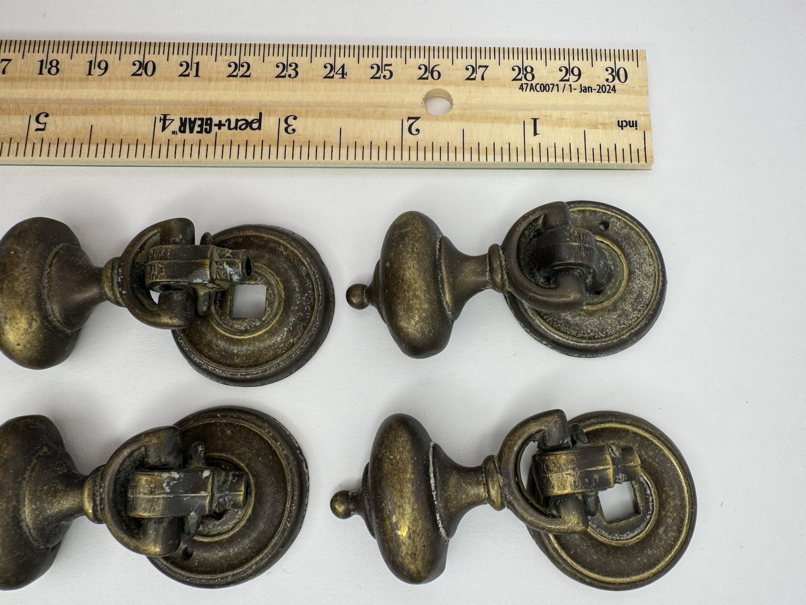 Set Of 6 Keeler Teardrop Knobs E522 With Solid Brass Backers E3096-1