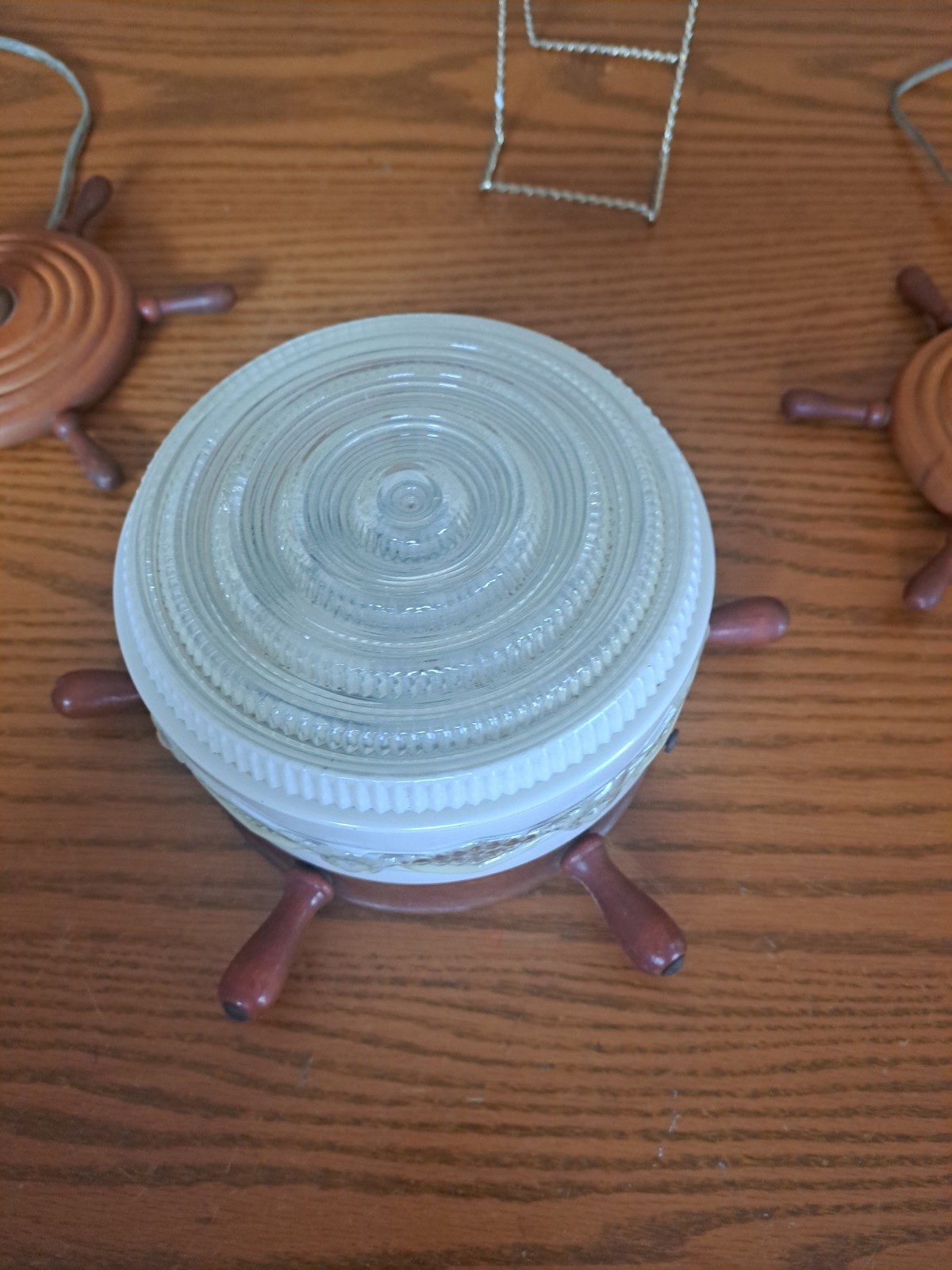 Nautical Boat Ships Wheel Ceiling Light Wall Fixture & 2 Matching Wall Sconces