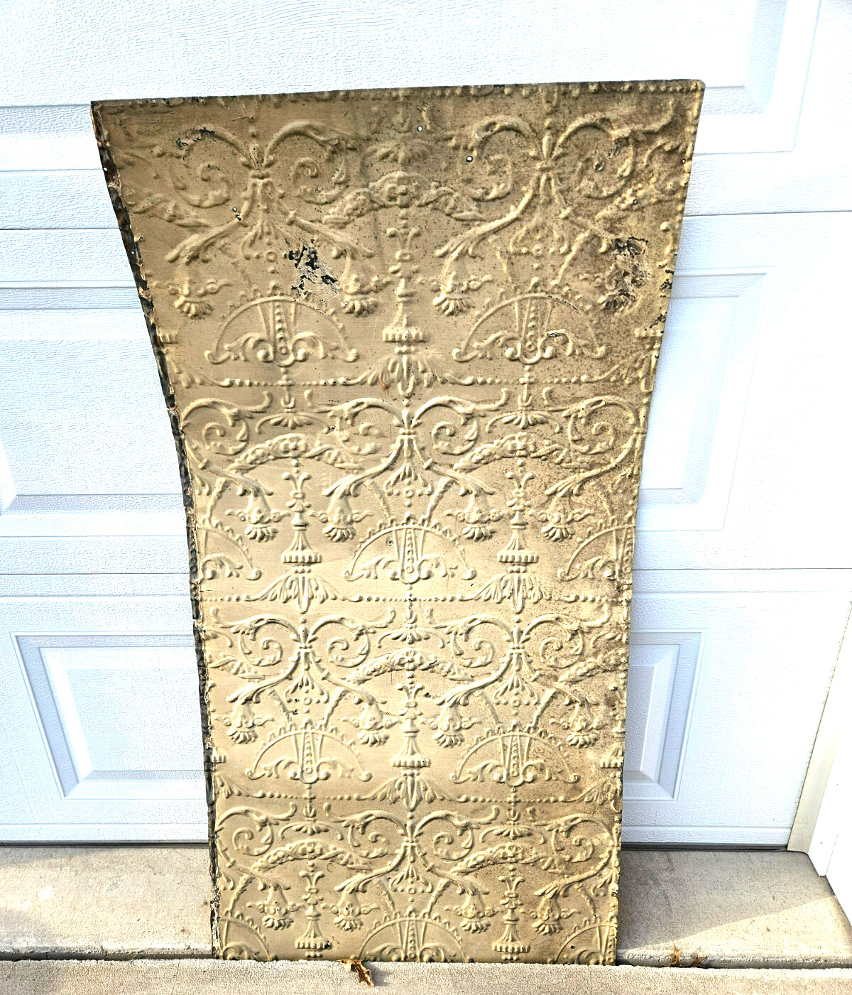Antique Tin Ceiling Trim Panel. 48” X 24” Nice Chippy Paint Patina Galore!