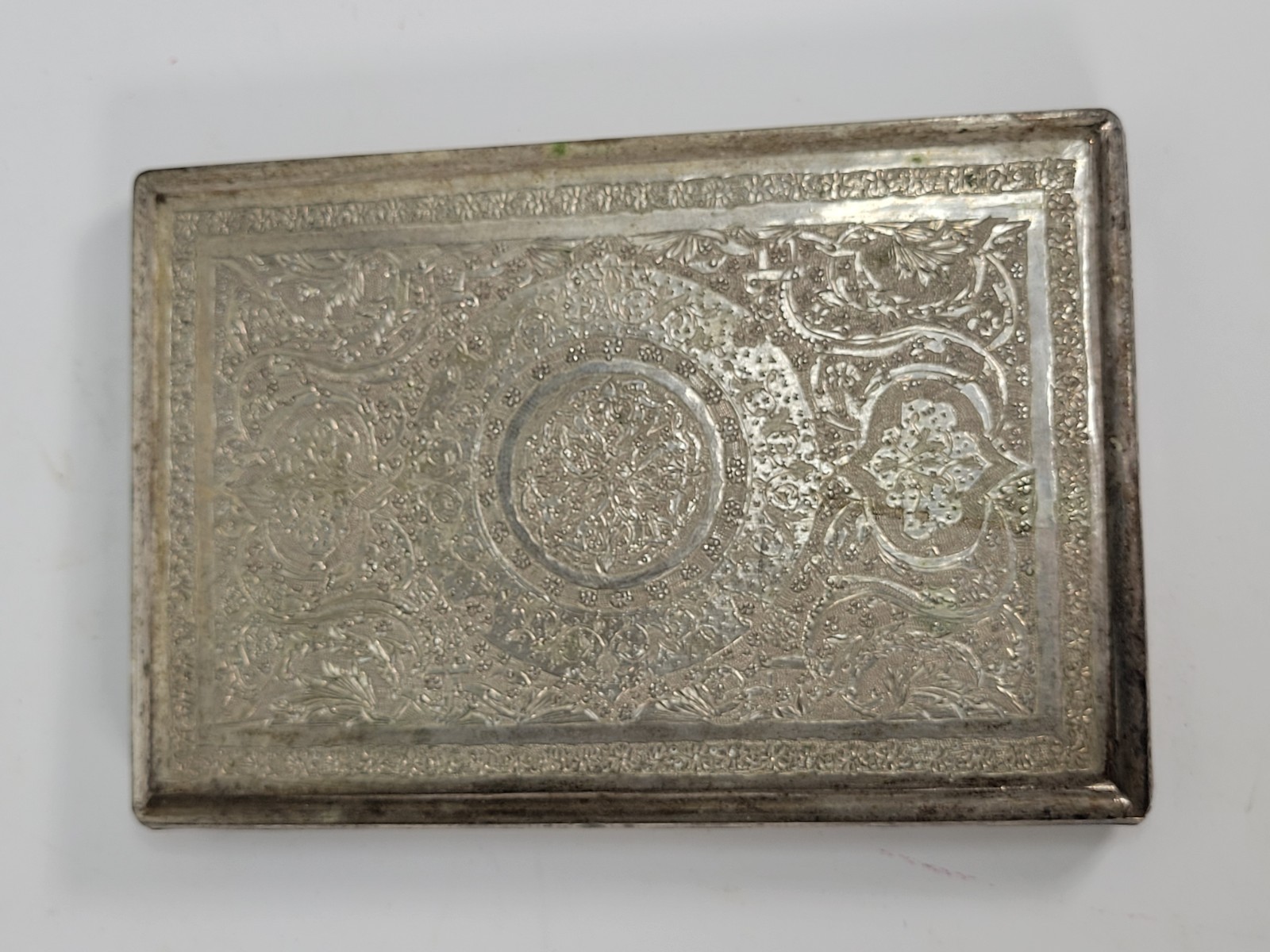 Antique 800 Silver Etched Repousse Cigarette Case 155.9 grams