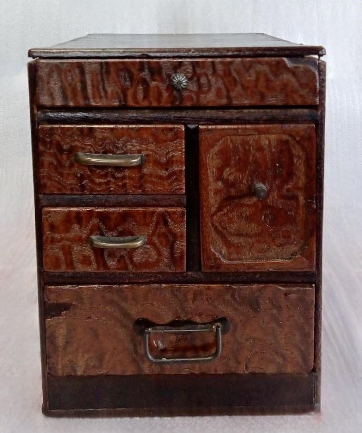 Japanese Vintage SHOWA retro Sewing box Mini chest Small item storage W18.5cm