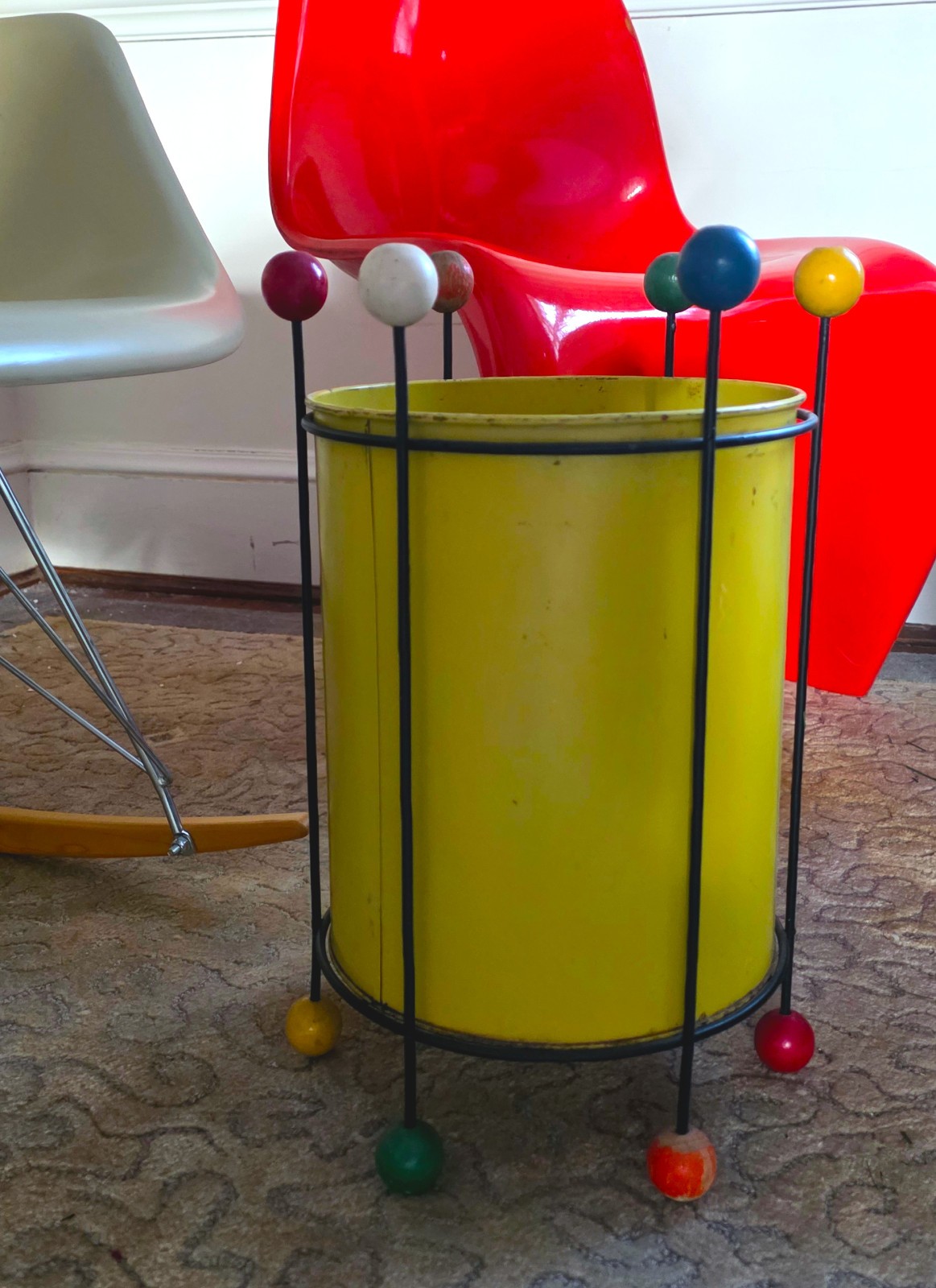 ReTrO Vintage George Nelson Ball Trash Can Wastebasket Herman Miller 1950’s REAL