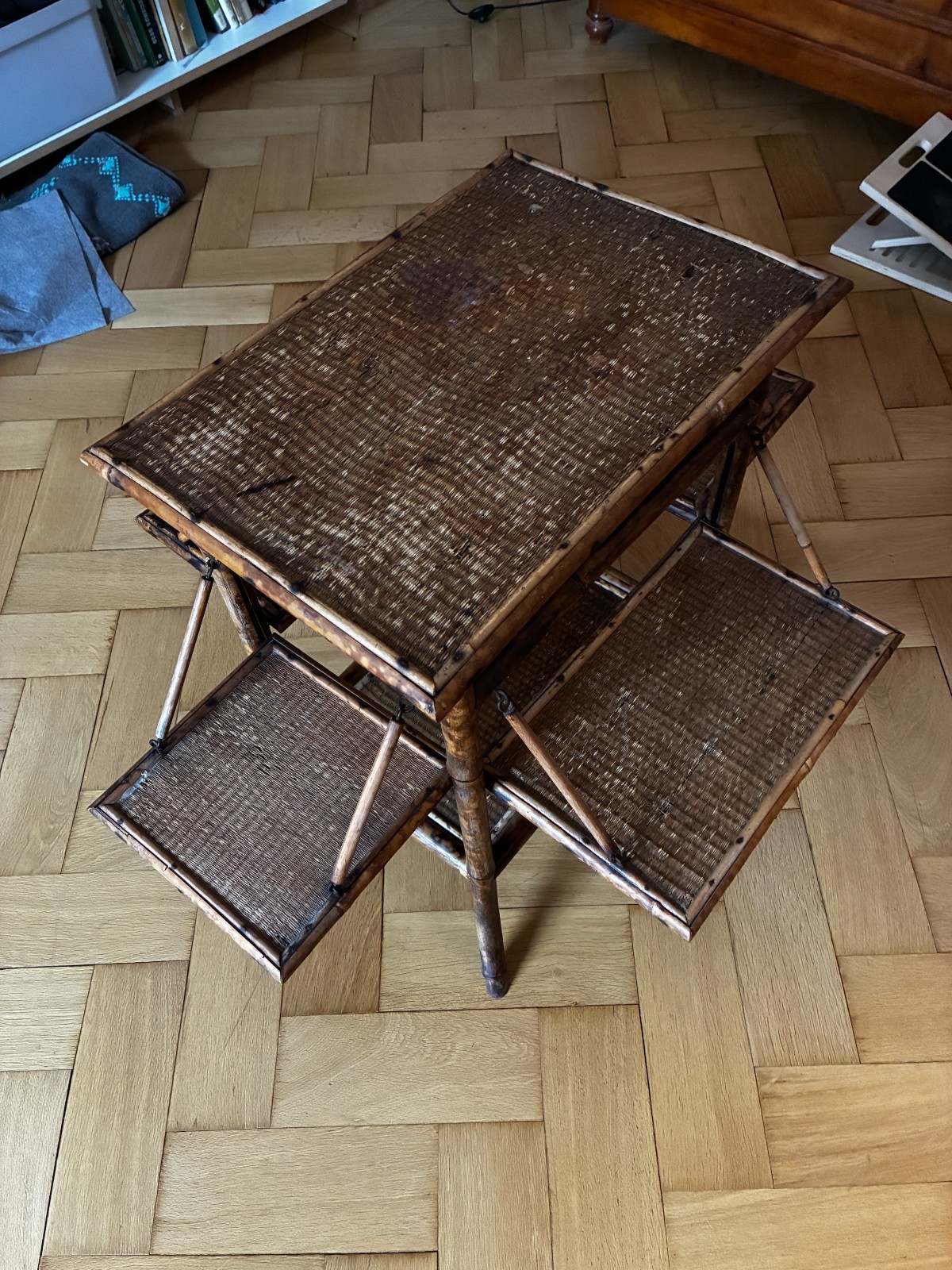English Victorian Bamboo Tea Table With Folding Sides