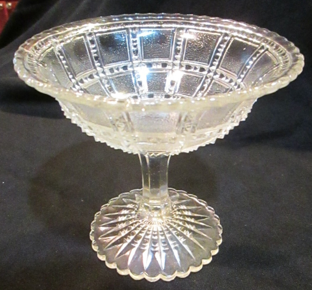 Small 4 1/2″ High X 4 7/8″ D “Beaded Block” Pattern By Imperial Jelly Compote