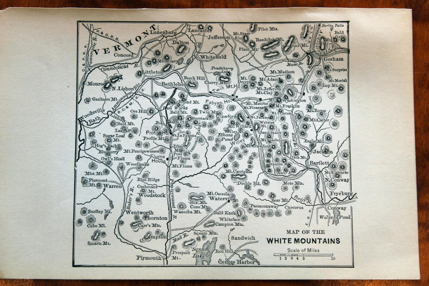 1891 BEAUTIFUL MATTHEWS-NORTHRUP ANTIQUE ATLAS MAP-WHITE MOUNTAINS-NICE DETAIL