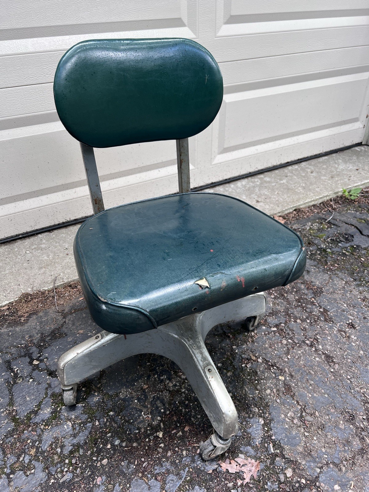 Vtg 1970s Walker Type Chair Industrial Swivel Propeller Office Green