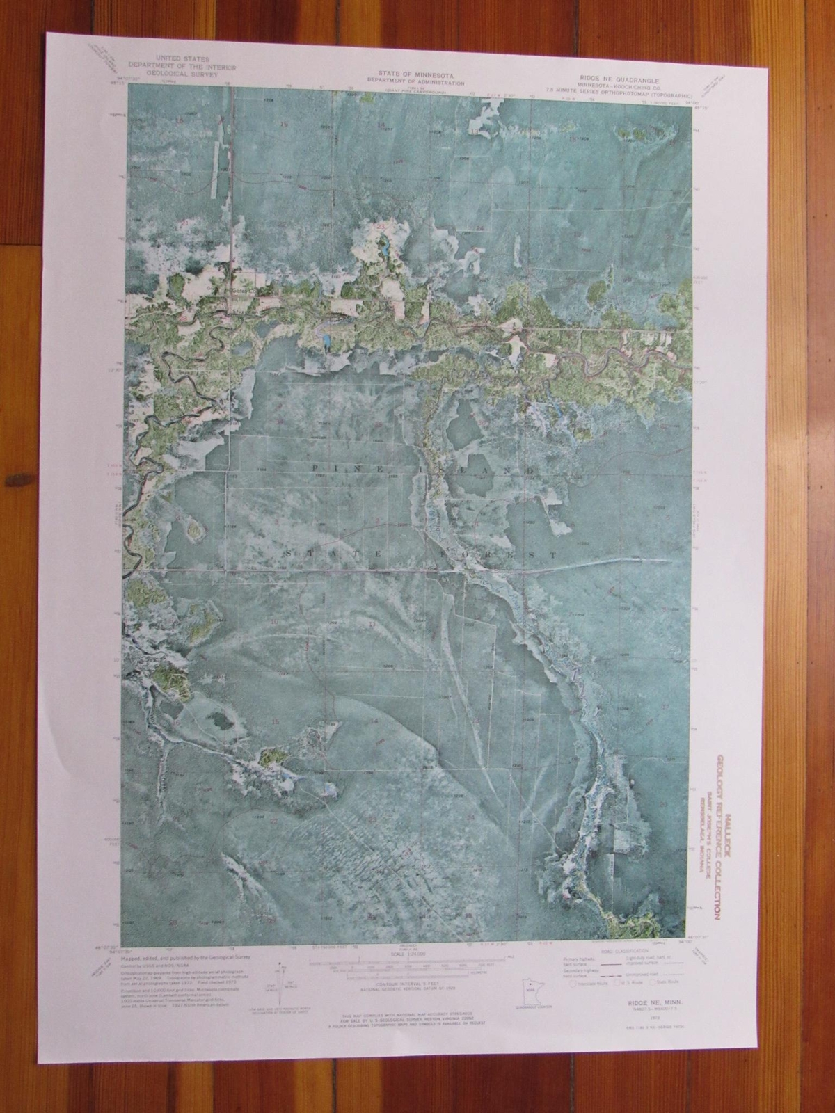 Ridge NE Minnesota 1976 Original Vintage USGS Topo Map