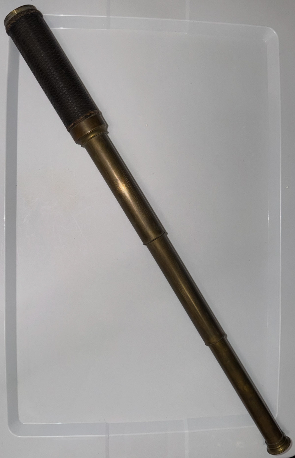 Antique Vintage Victorian 3 Draw Brass Leather Maritime Hand Telescope Spyglass