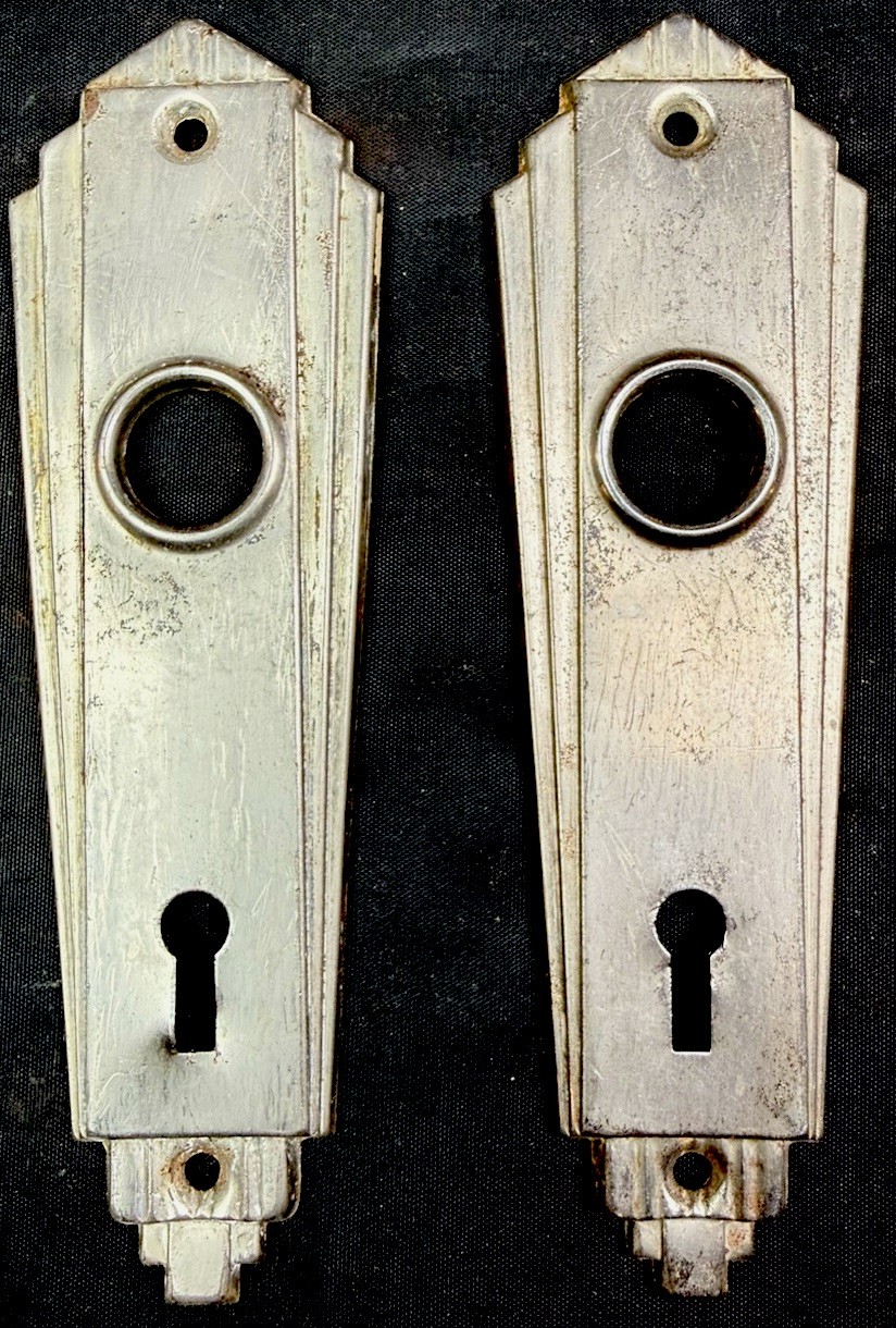 Brass Art Deco Doorknob Set With Glass Knobs 1 of 6 Sets 1930s (metal knobs avai