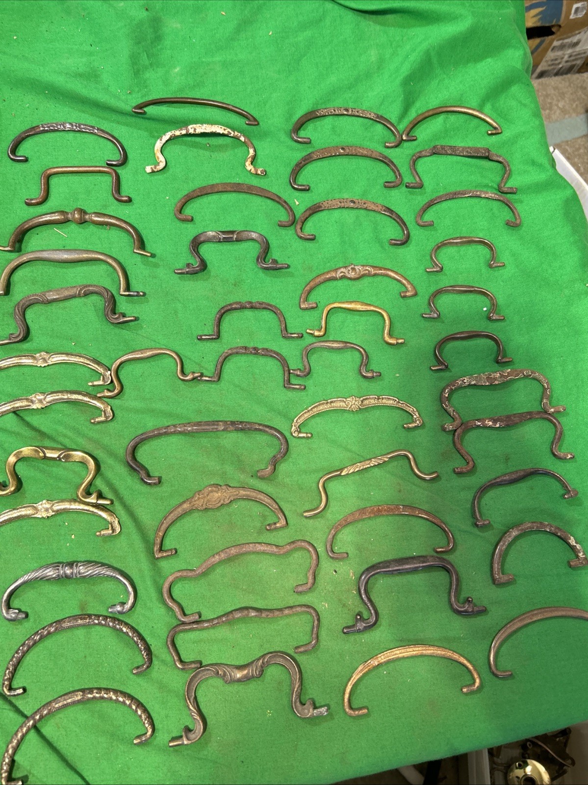 Forty Plus Ornate Solid Metal / Brass Antique Drawer Pulls Bails
