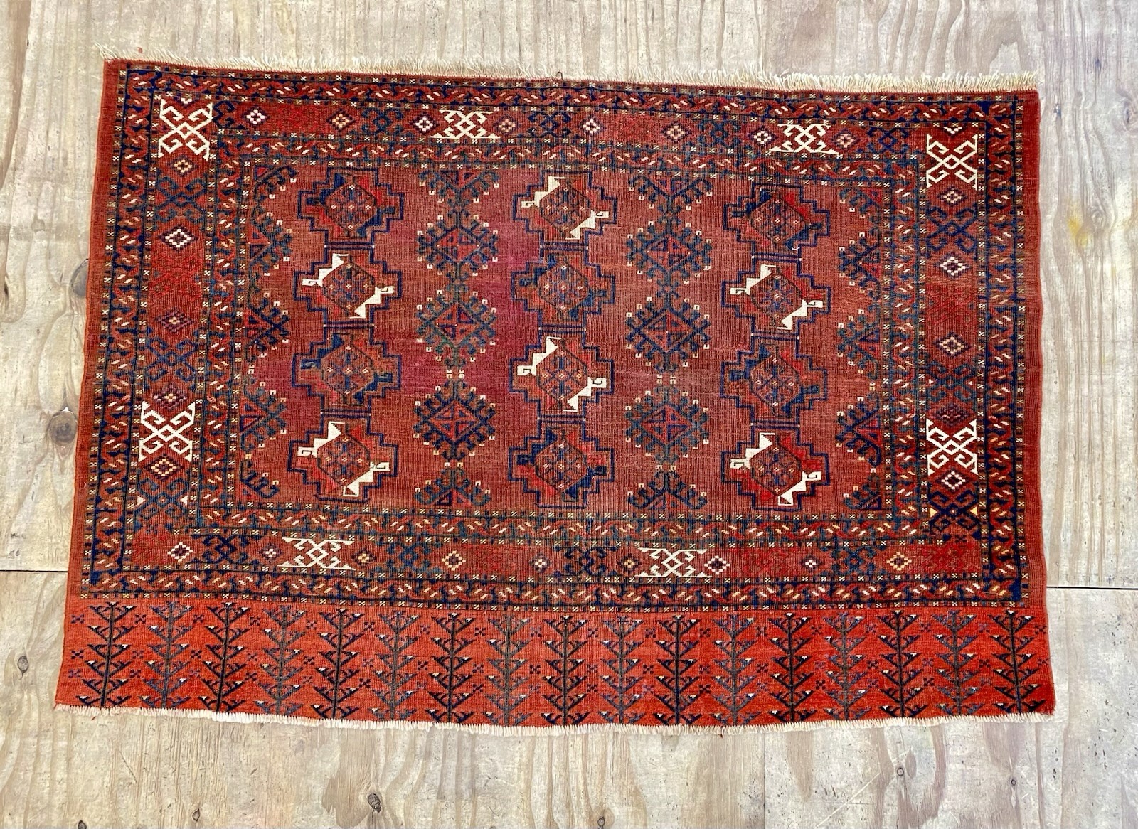 Antique Ersari Hand Knotted Juval Wool Rug