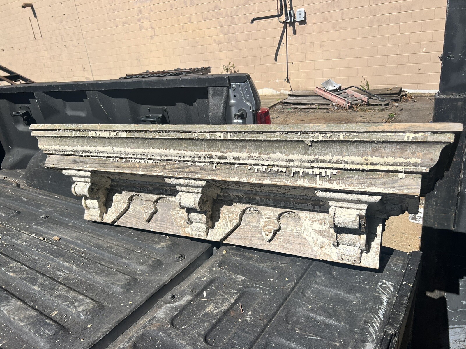 c1870 victorian window header pediment Italianate beefy 57”L x 11”d x 12.5”h 45#