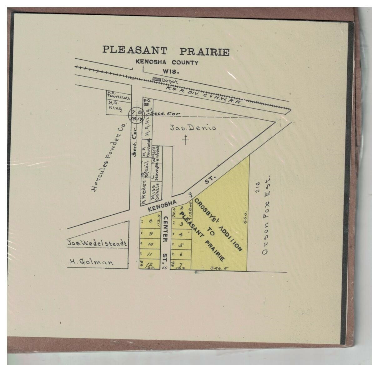 1927 Platt Map of Pleasant Prairie, Kenosha County Wisconsin