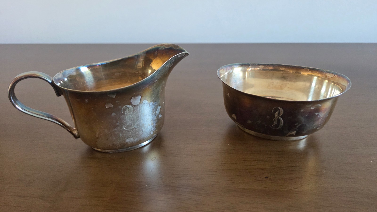 England Cheltenham and Co. silver-plated Creamer & Sugar Bowls Antique