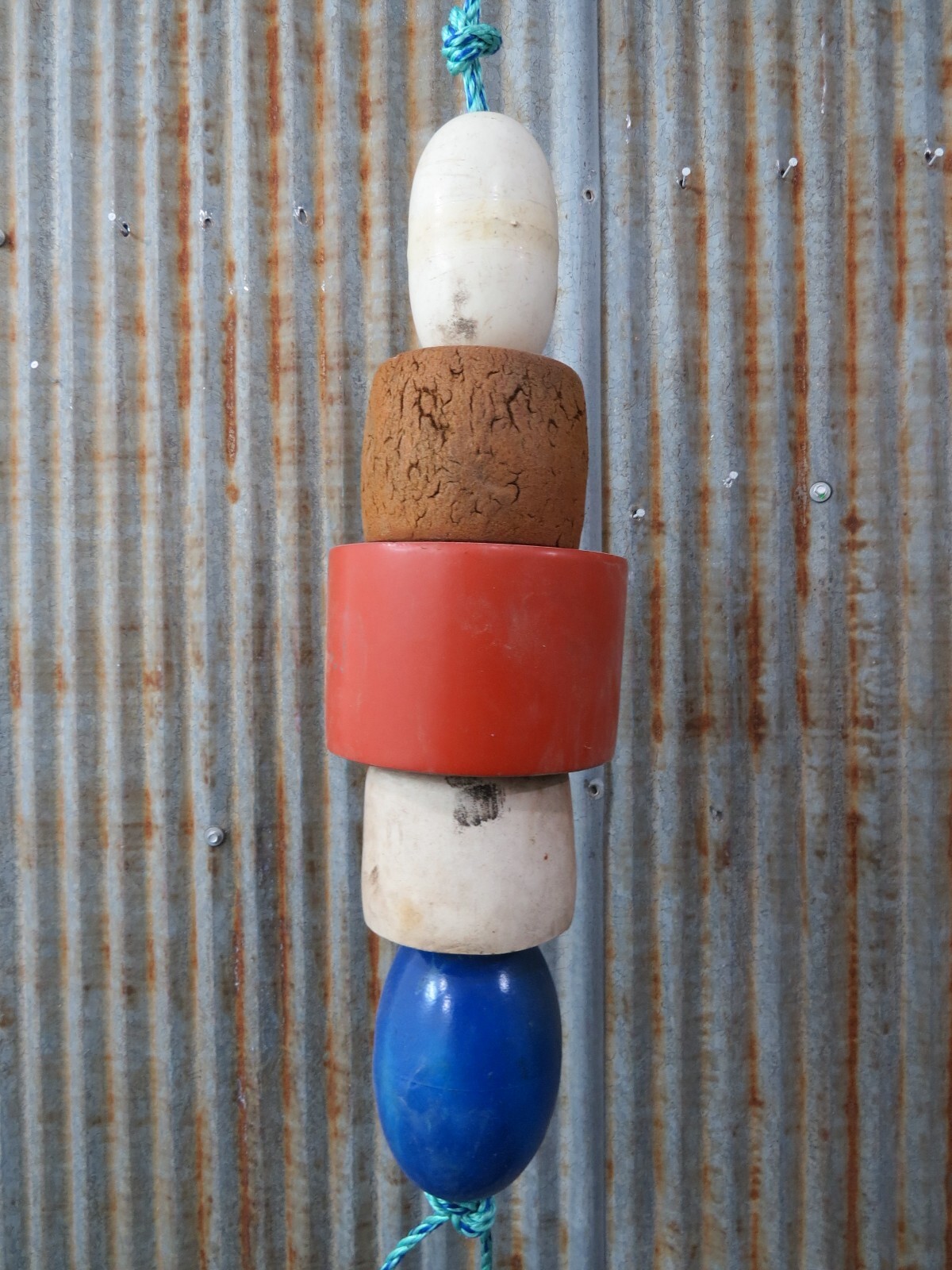 5 Old Fish Net Floats 20 Inches Long Fishing Buoys Bouys Tiki Hut Bar -(SF20)