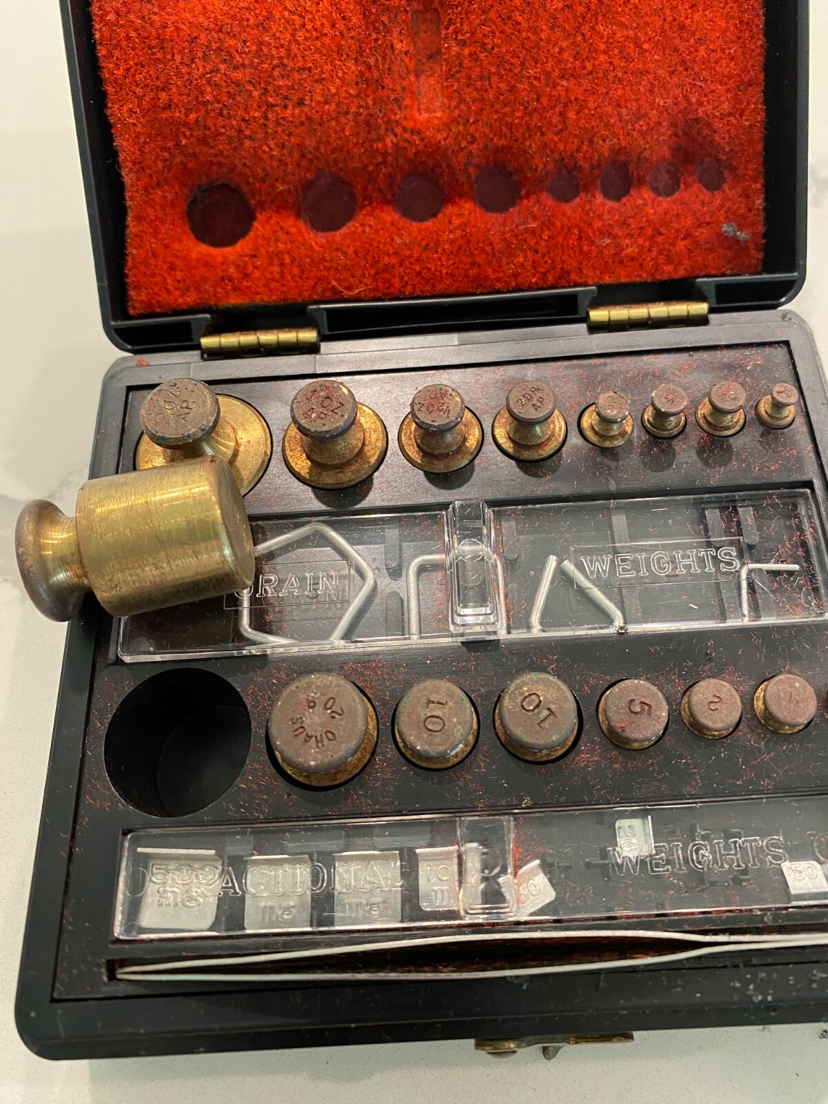 Vintage Antique OHAUS Scale Corp Gram Weight Set Case