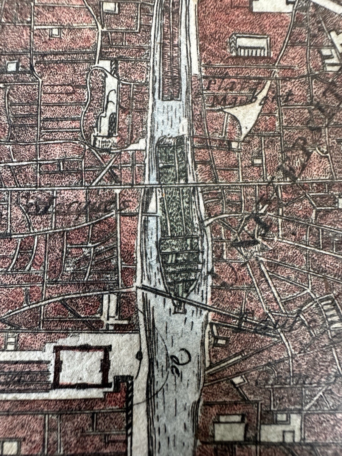 Paris France charming miniature detailed city plan 1719 Mallet hand color map