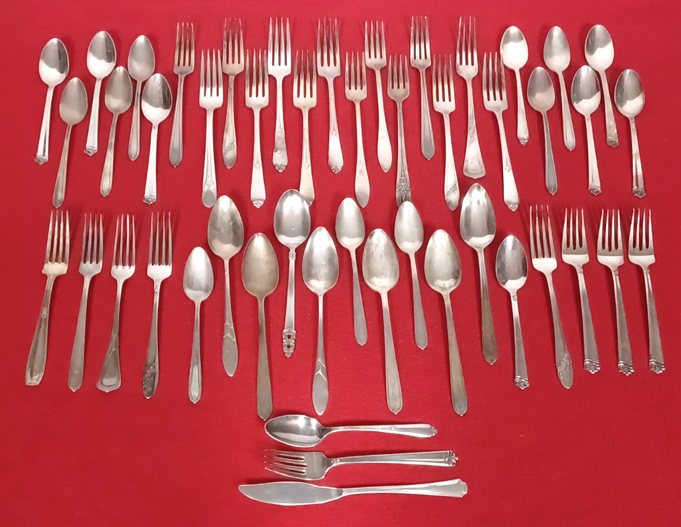 48 Piece Various Silver Plate Flatware Silverplate Lot – Vintage