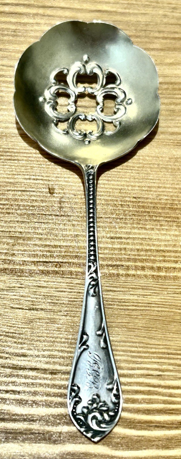 Rustic by Towle Sterling Silver Nut Spoon Goldwashed 4 3/8″ Hallmarked With Mono