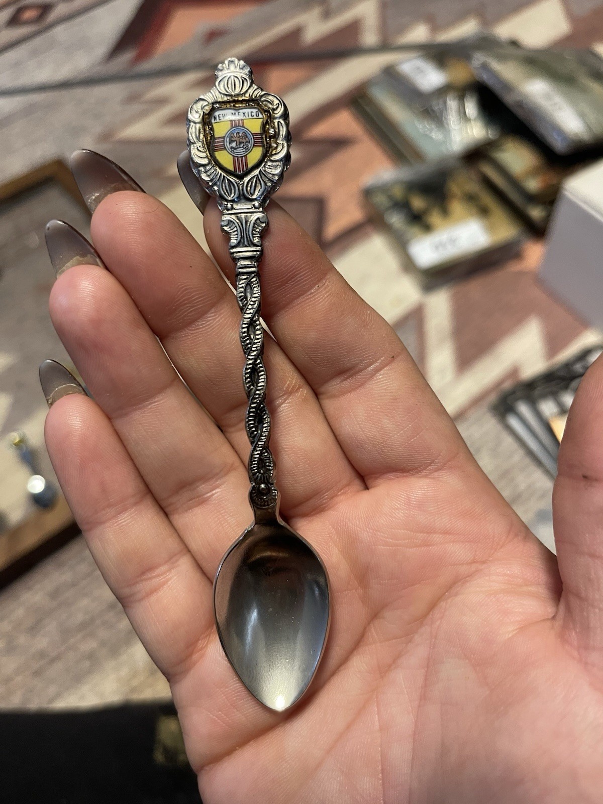 WAPW New Mexico Silverplate Souvenir Spoon Decorative Crest Handle