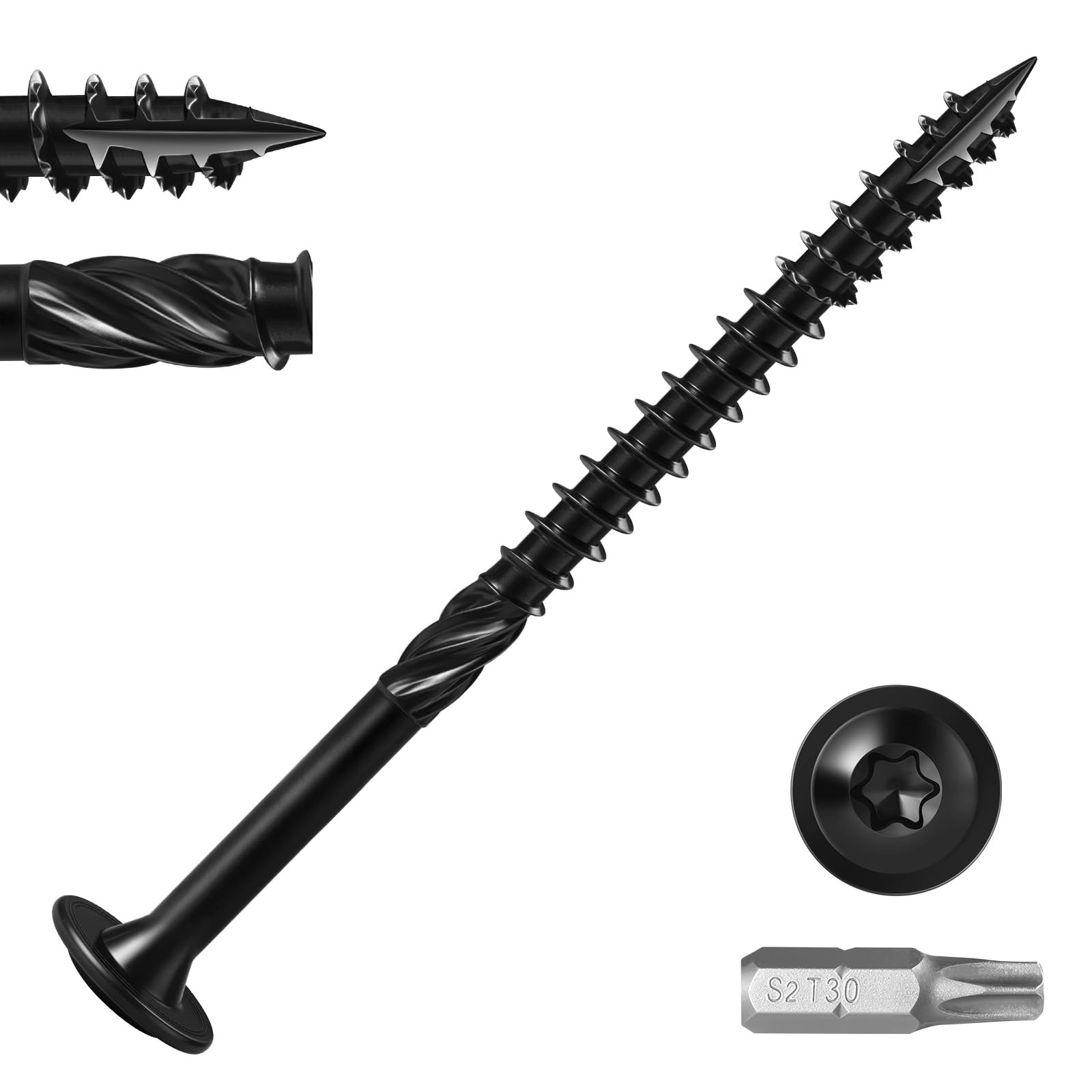 BNUOK Lag Screws #14 x 6 Inch, (1lb, 20pcs) Heavy #14×6″, Black 1lb Per Box